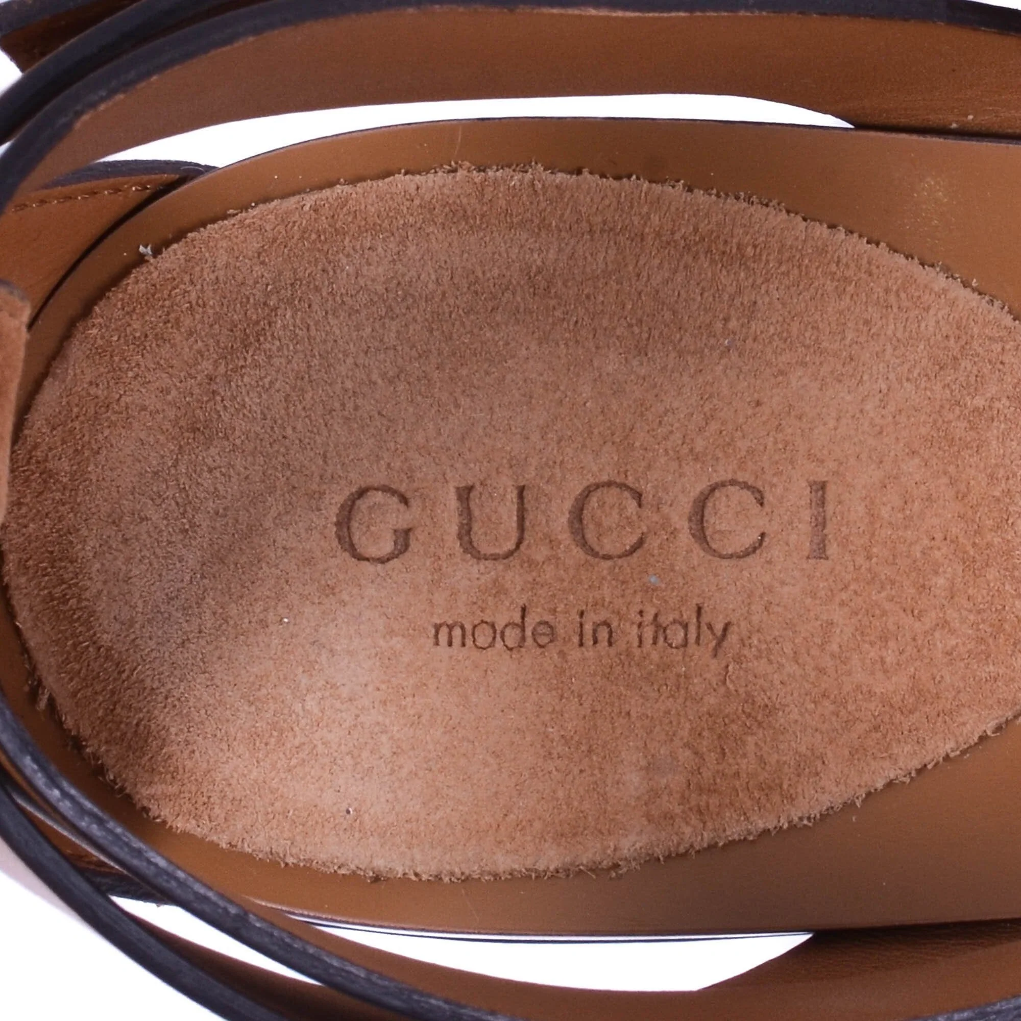 Gucci Brown Leather Ankle Strap Strappy Sandal Heels Shoes Gucci