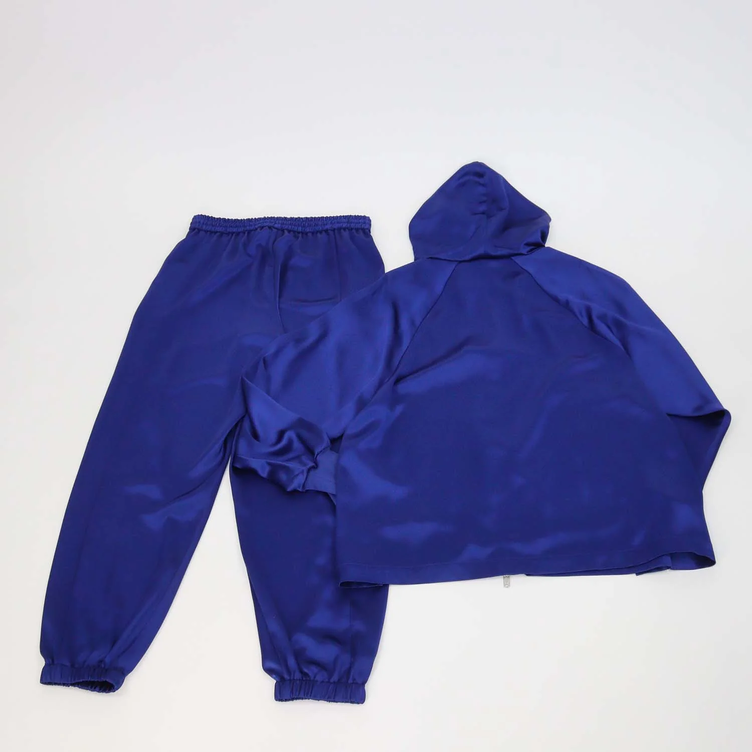 Y3 Metallic Blue Zip Pocket Hooded Sweatshirt & Drawstring Jogger Pants Set