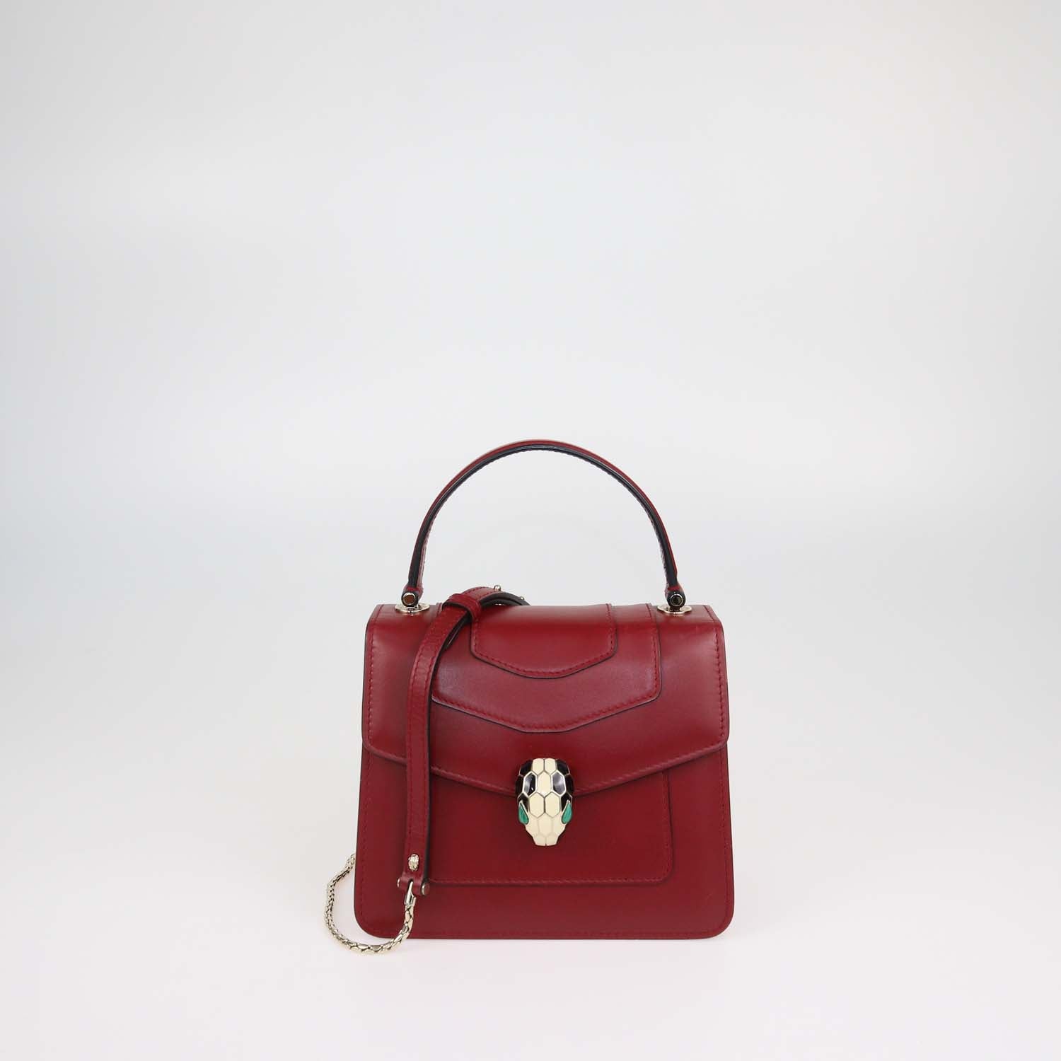 Bvlgari Red Leather Serpenti Forever Top Handle Bag