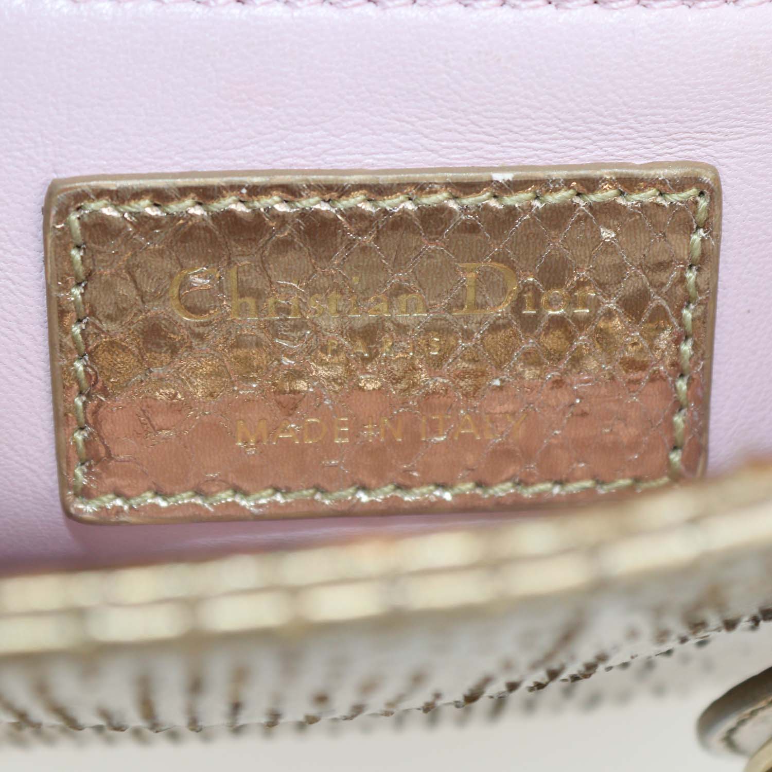 Christian Dior Gold Python Mini Lady Dior Tote