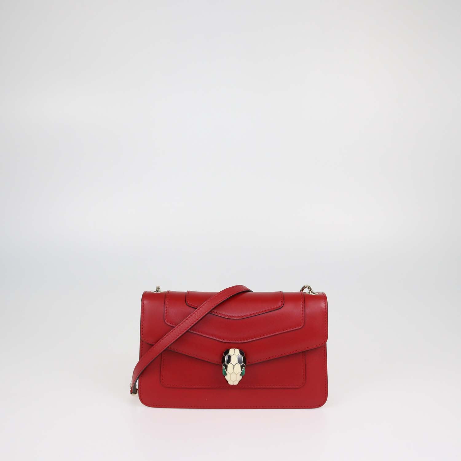 Bvlgari Red Leather Serpenti Forever Shoulder Bag