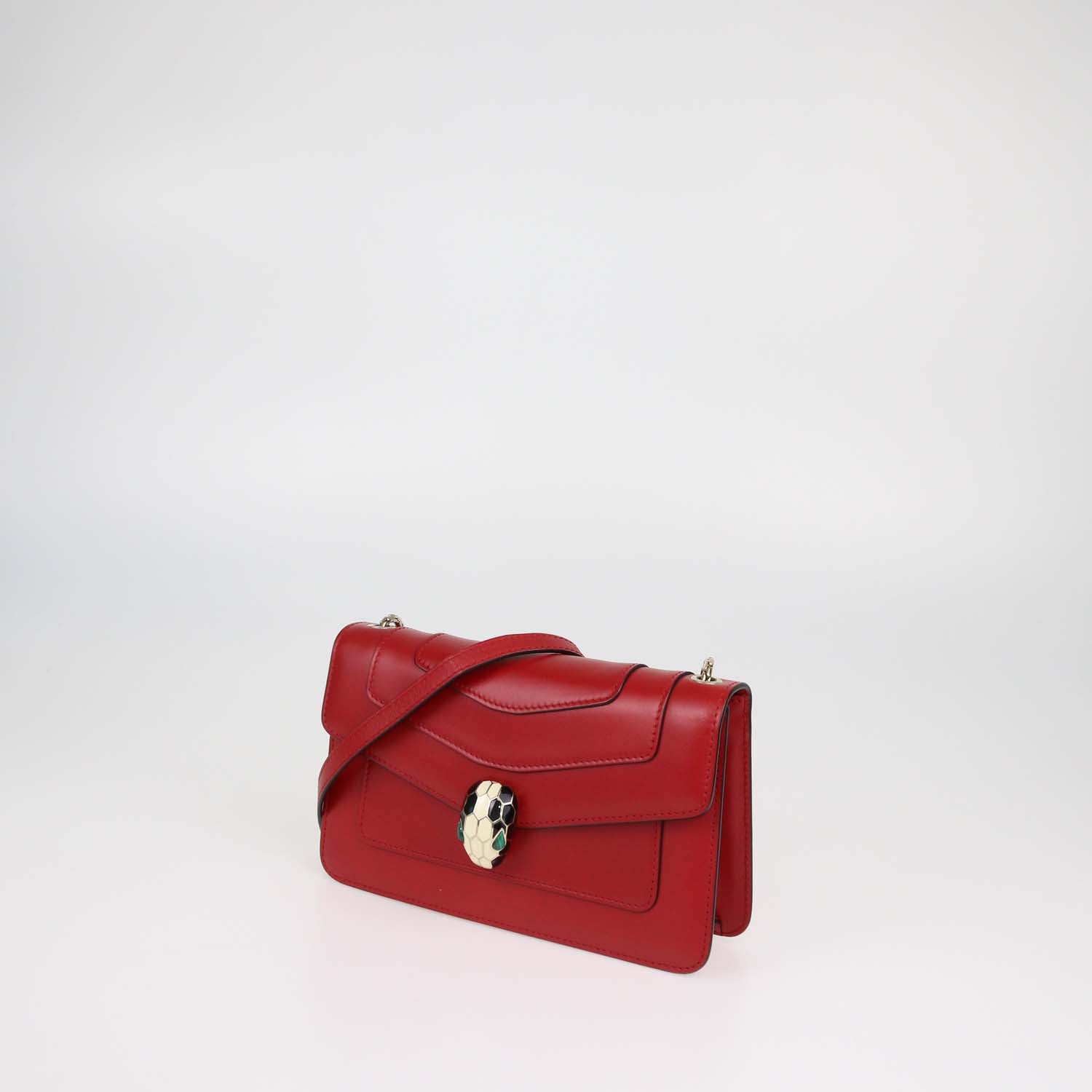 Bvlgari Red Leather Serpenti Forever Shoulder Bag