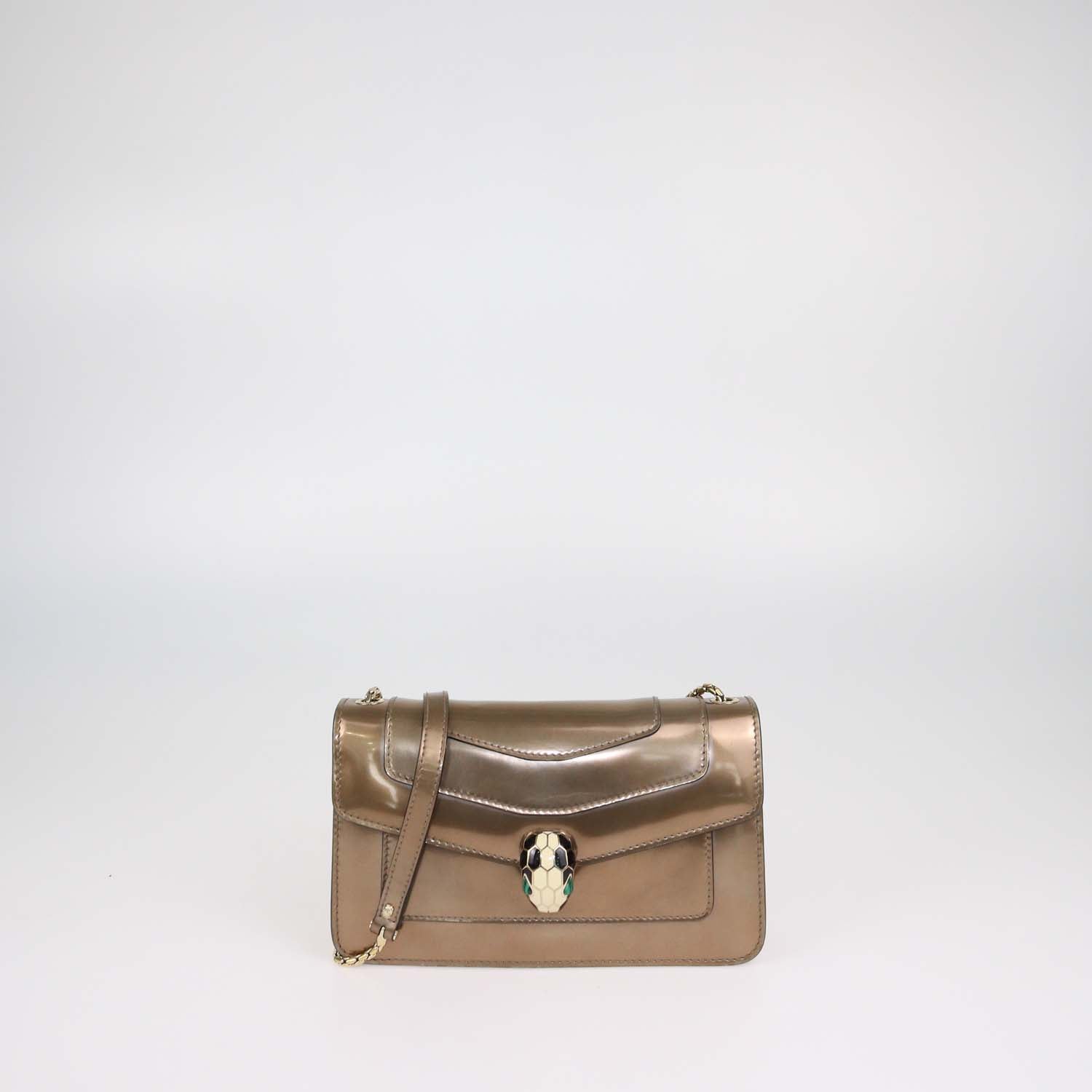 Bvlgari Bronze Patent Leather Serpenti Forever Shoulder Bag