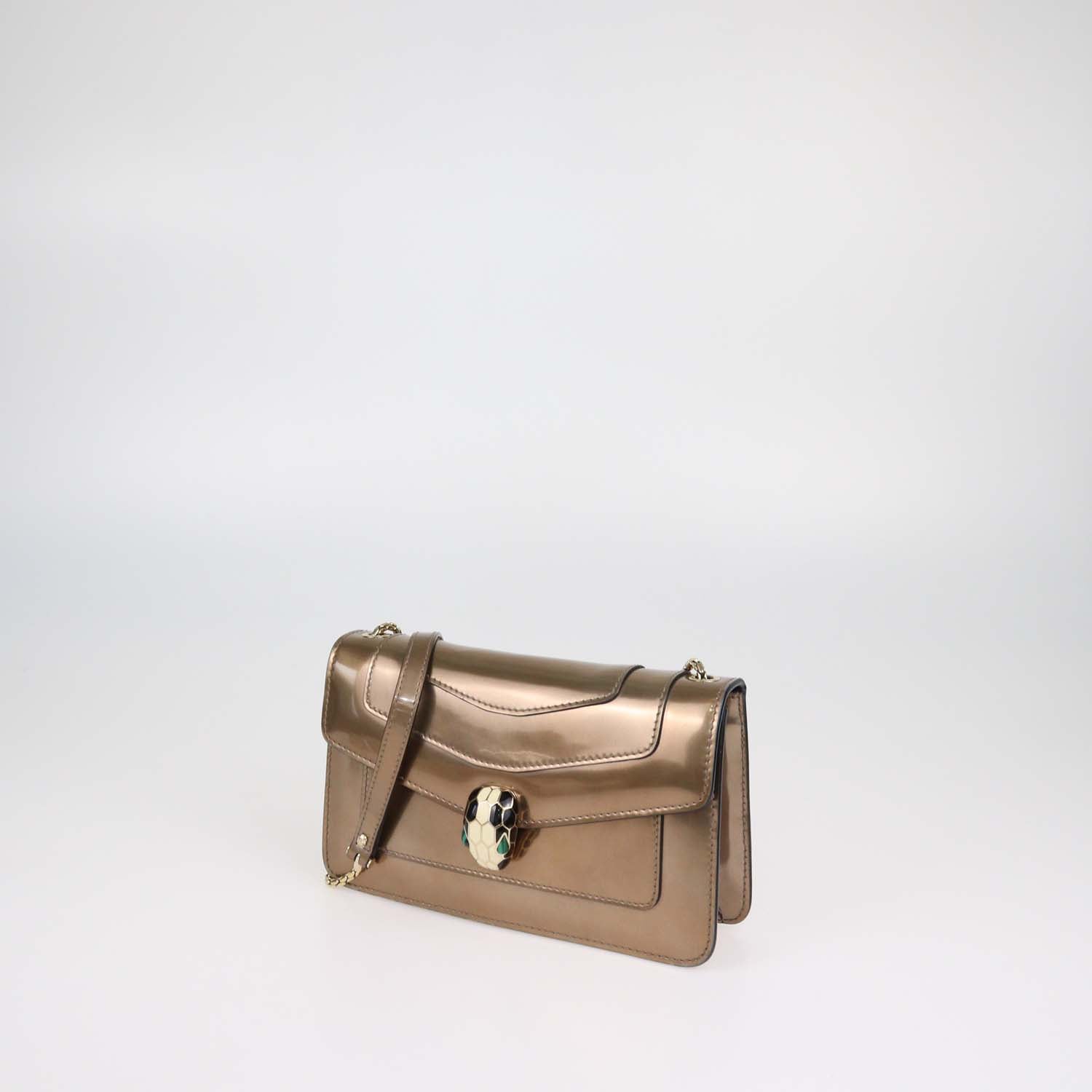 Bvlgari Bronze Patent Leather Serpenti Forever Shoulder Bag
