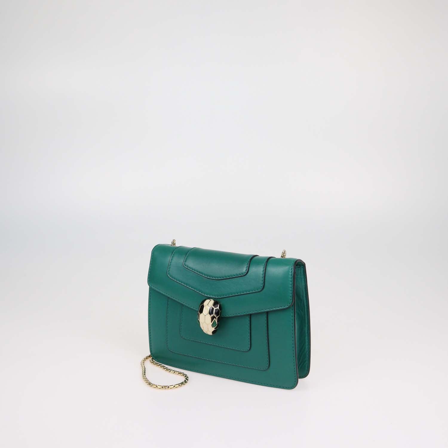 Bvlgari Green Leather Serpenti Forever Crossbody Bag