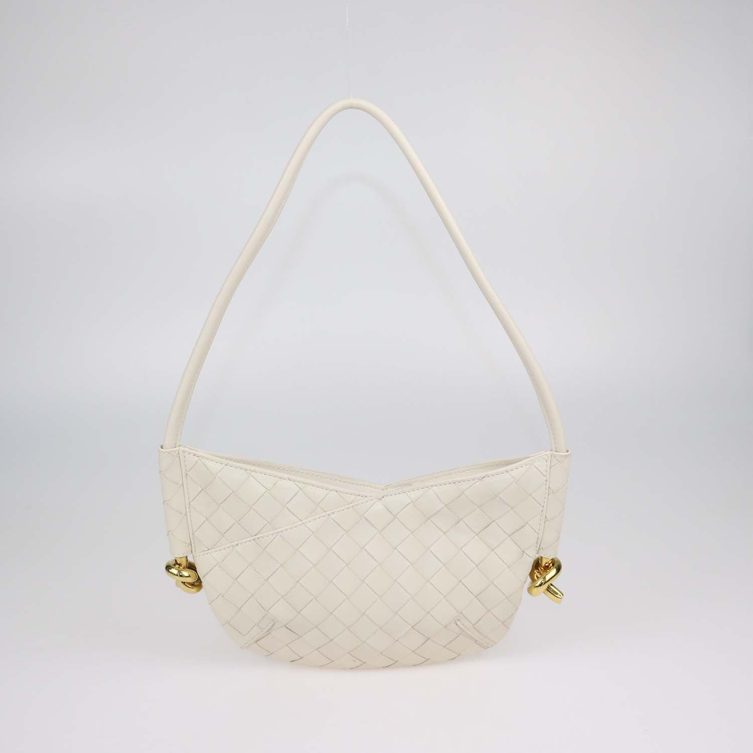 Bottega Veneta Sea Salt Intrecciato Leather Baby Solstice Shoulder Bag