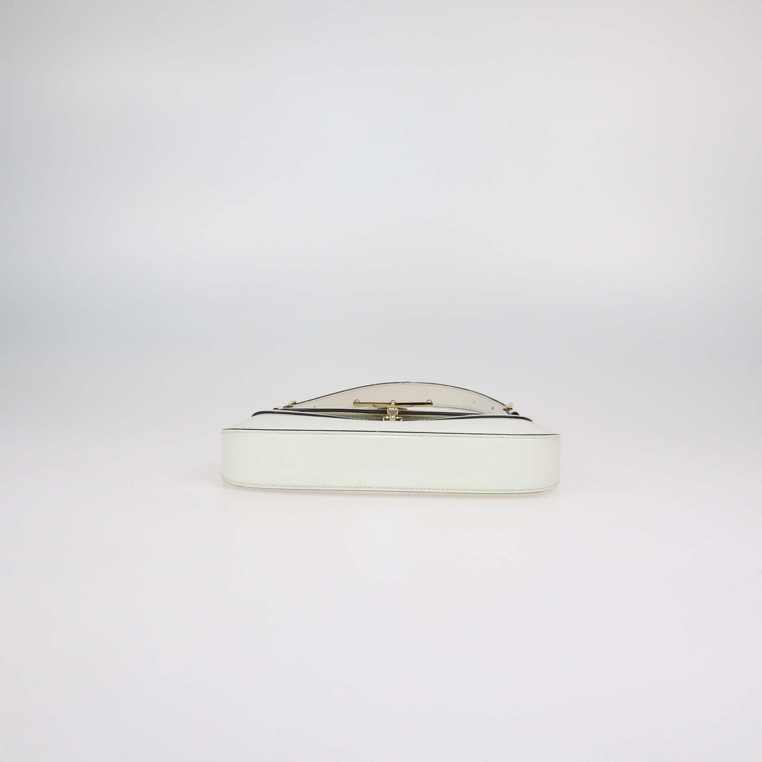 Prada Ivory Brushed Leather Plaque Flap Shoulder Bag