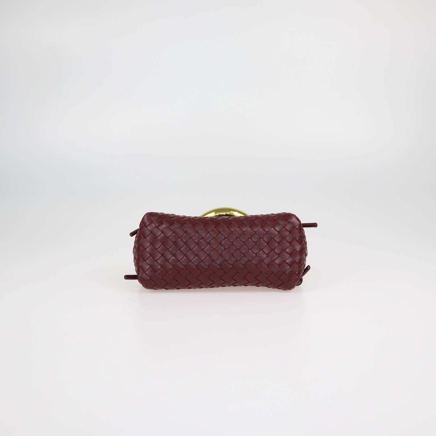 Bottega Veneta Dark Red Intrecciato Leather Concert Pouch Bag