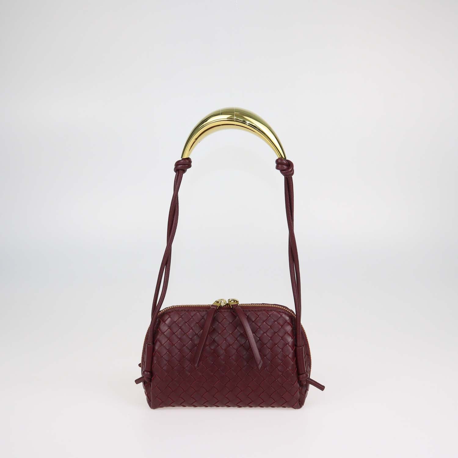 Bottega Veneta Dark Red Intrecciato Leather Concert Pouch Bag