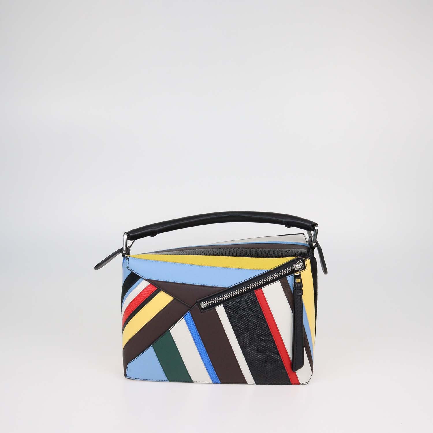 Loewe Multicolor Mixed Leather Striped Small Puzzle Bag