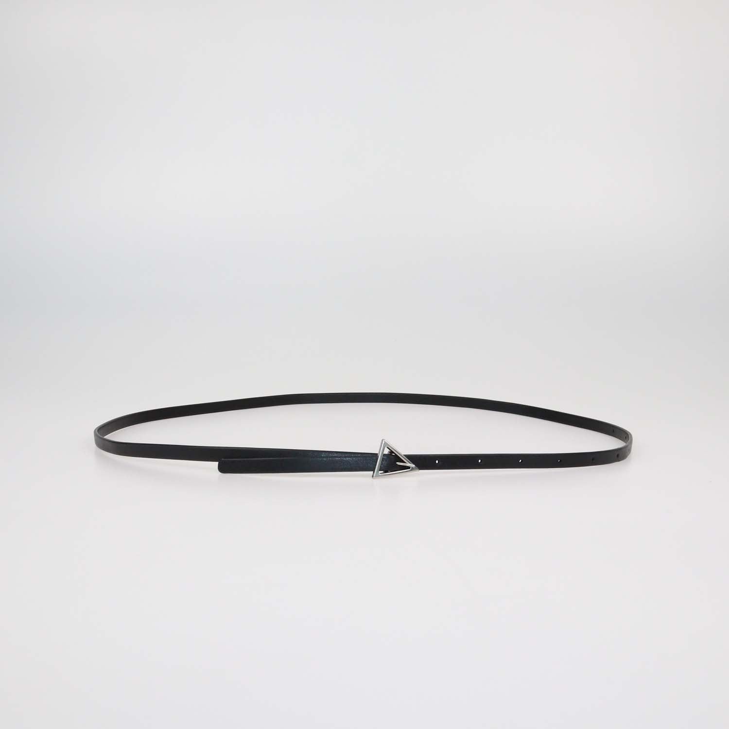 Bottega Veneta Black Leather Skinny Triangle Buckle Belt
