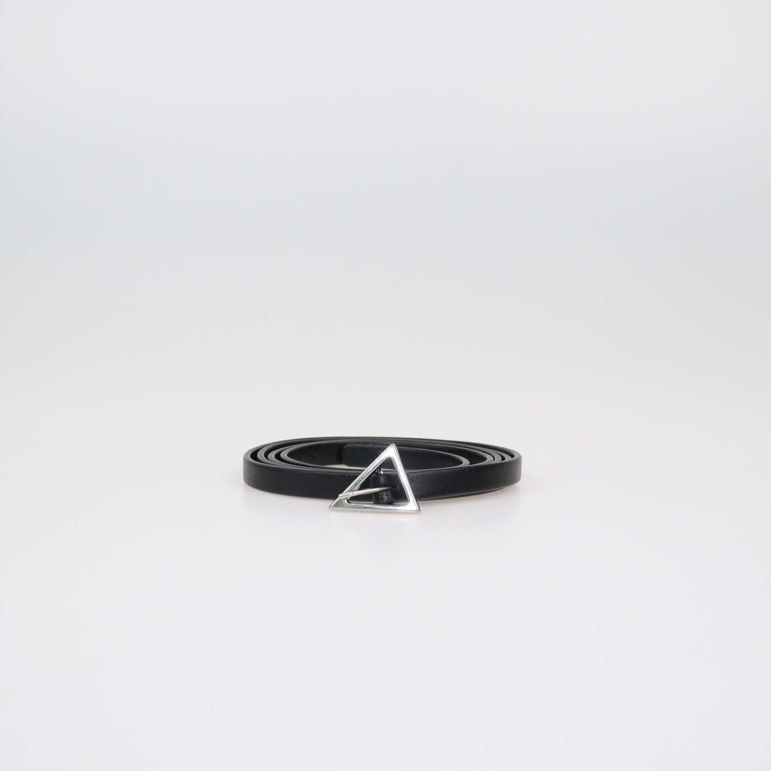 Bottega Veneta Black Leather Skinny Triangle Buckle Belt