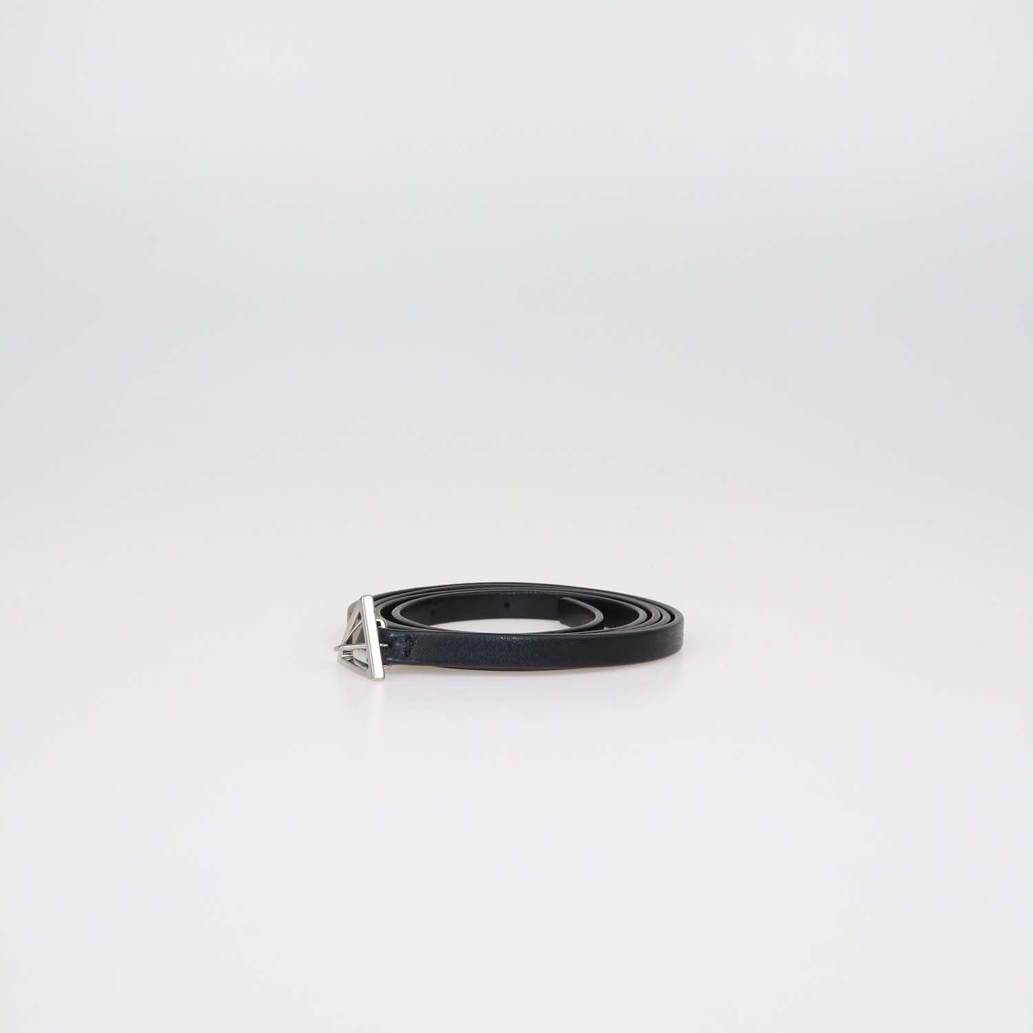 Bottega Veneta Black Leather Skinny Triangle Buckle Belt