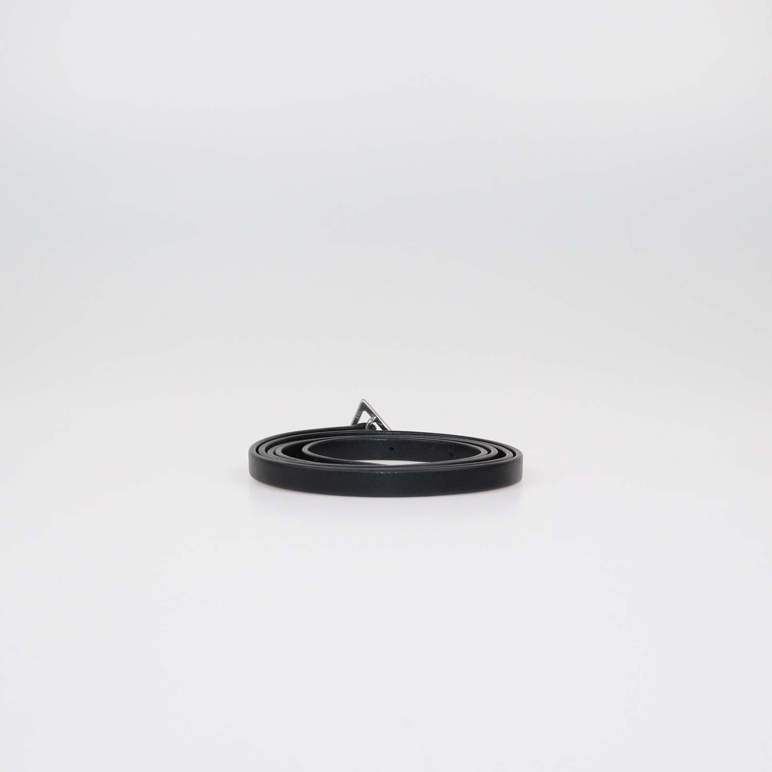 Bottega Veneta Black Leather Skinny Triangle Buckle Belt