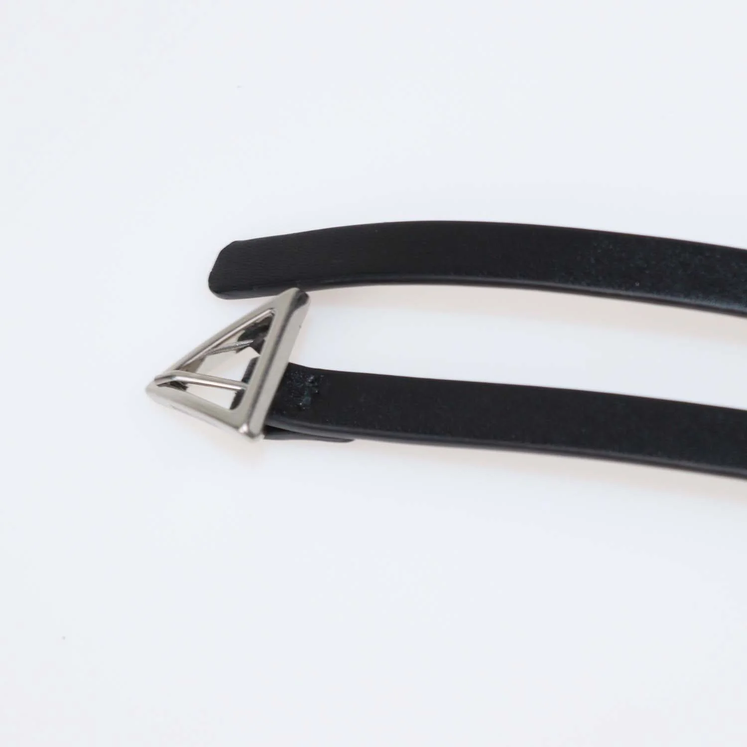 Bottega Veneta Black Leather Skinny Triangle Buckle Belt