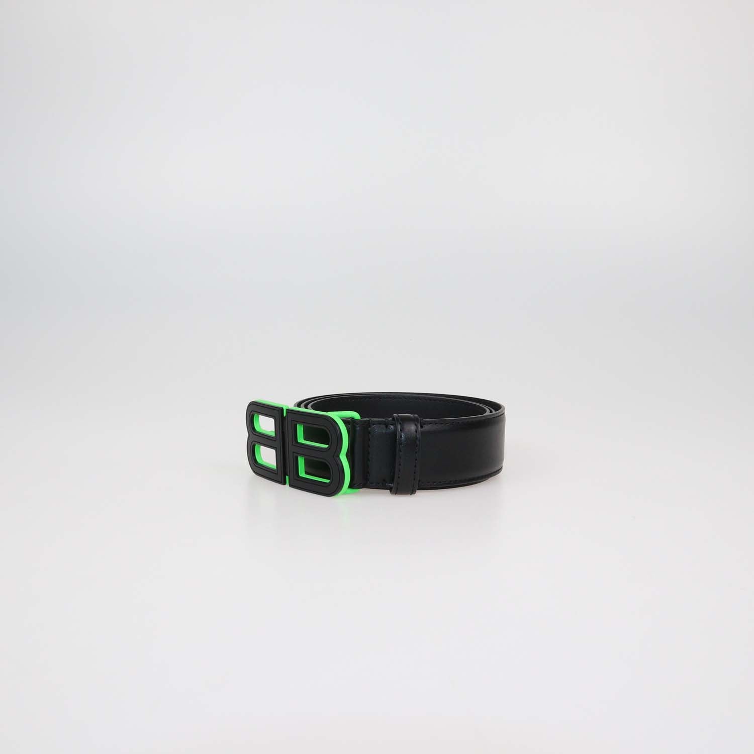 Balenciaga Black Leather BB Hourglass Buckle Belt