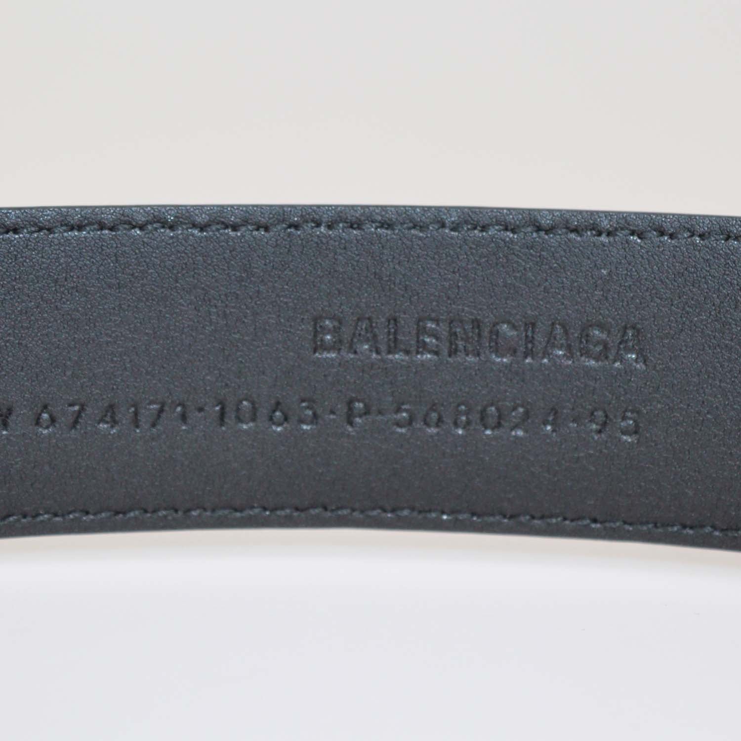 Balenciaga Black Leather BB Hourglass Buckle Belt