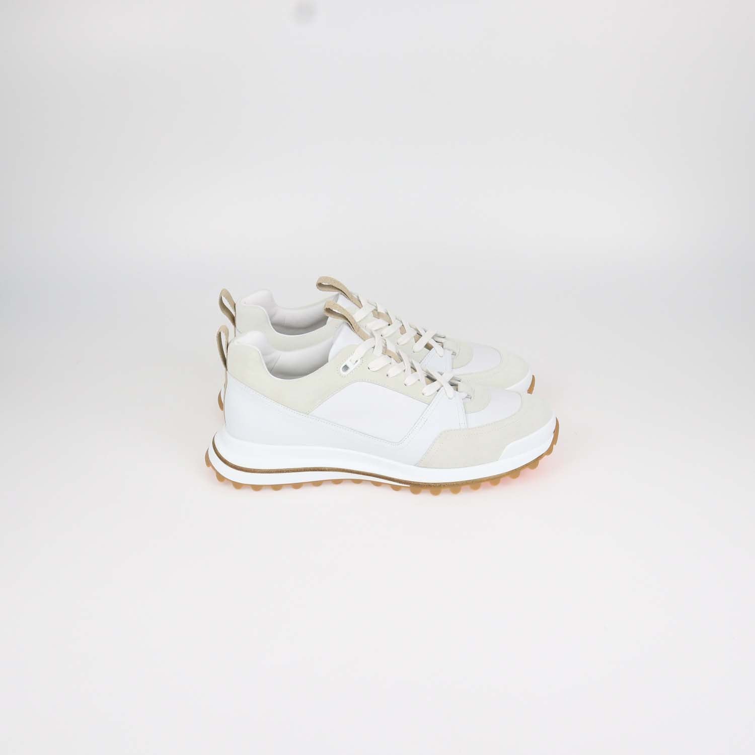 Hermes White Leather Leader Sneakers