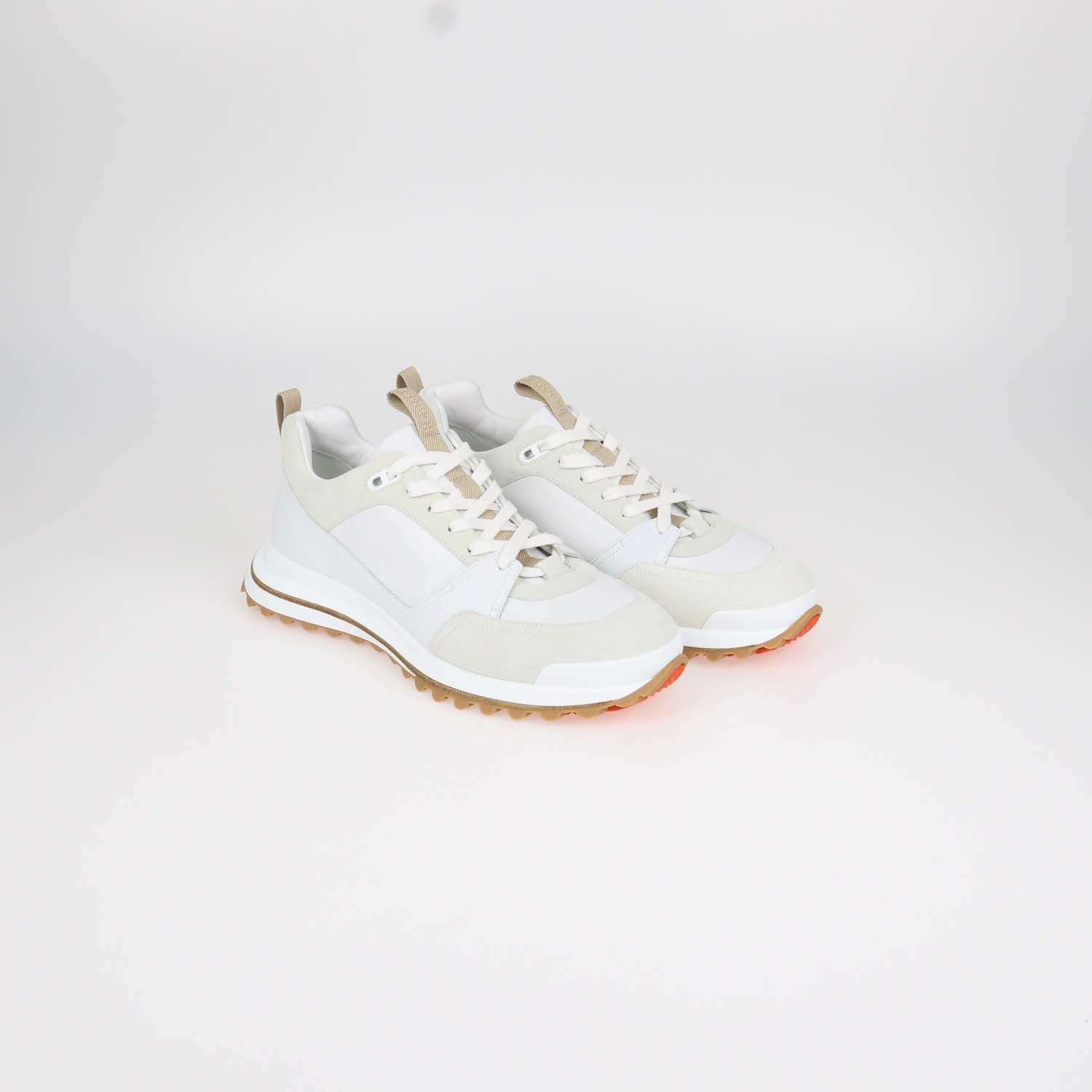 Hermes White Leather Leader Sneakers