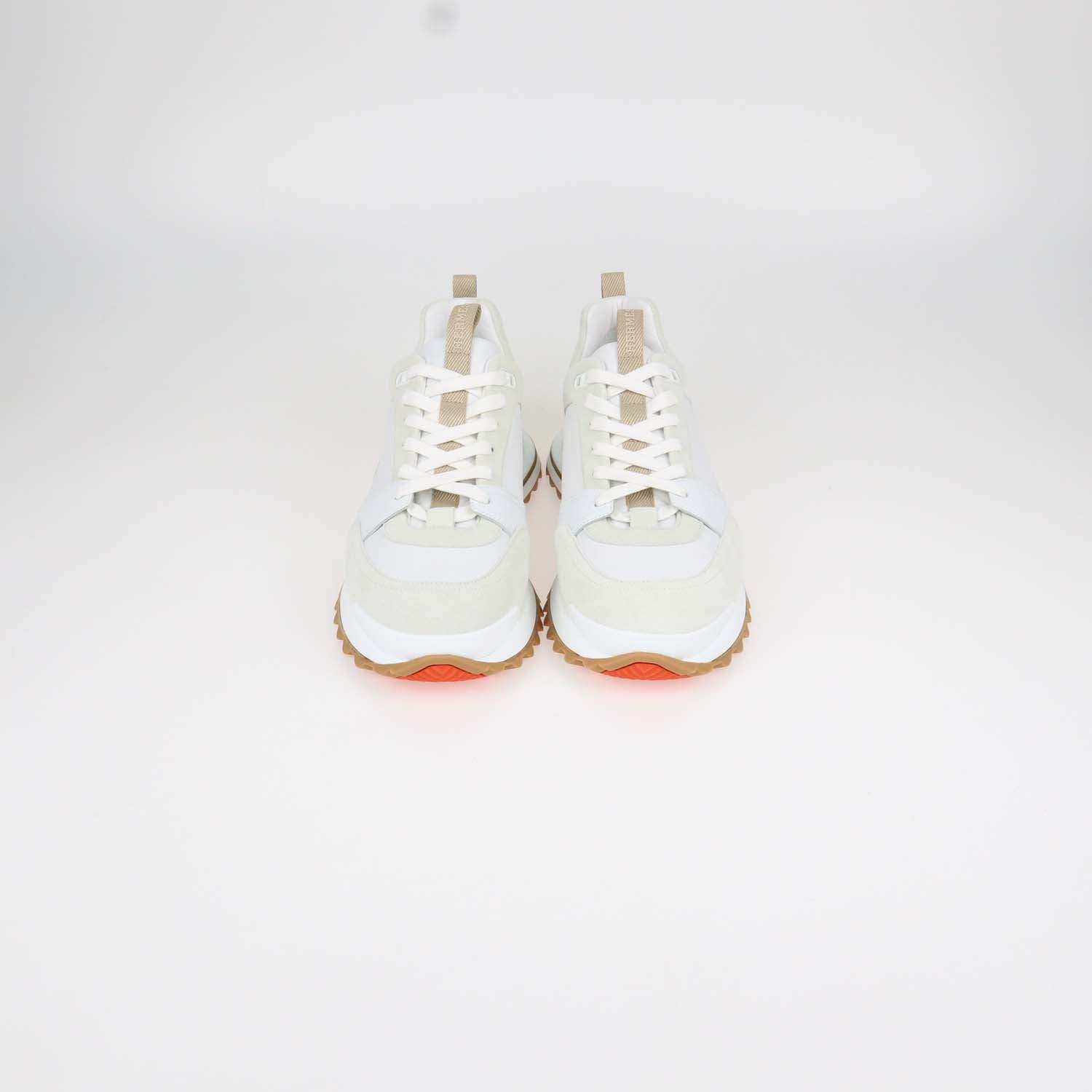 Hermes White Leather Leader Sneakers