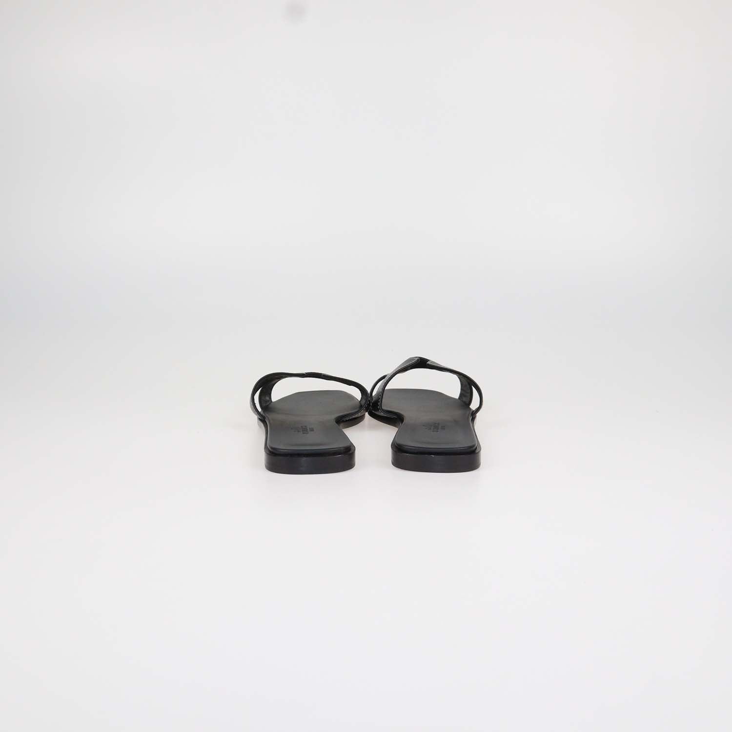 Hermes Black Box Calf Leather Oran Sandals