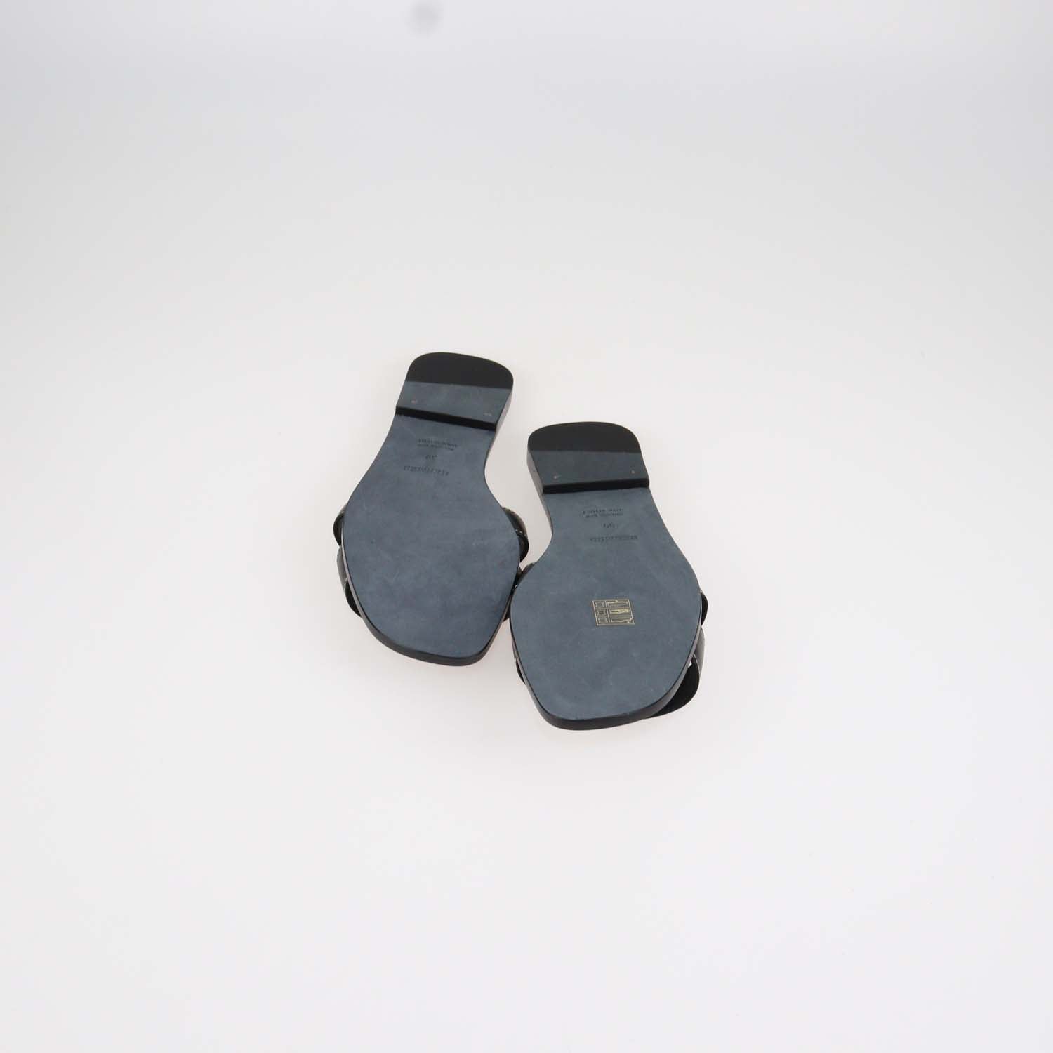 Hermes Black Box Calf Leather Oran Sandals
