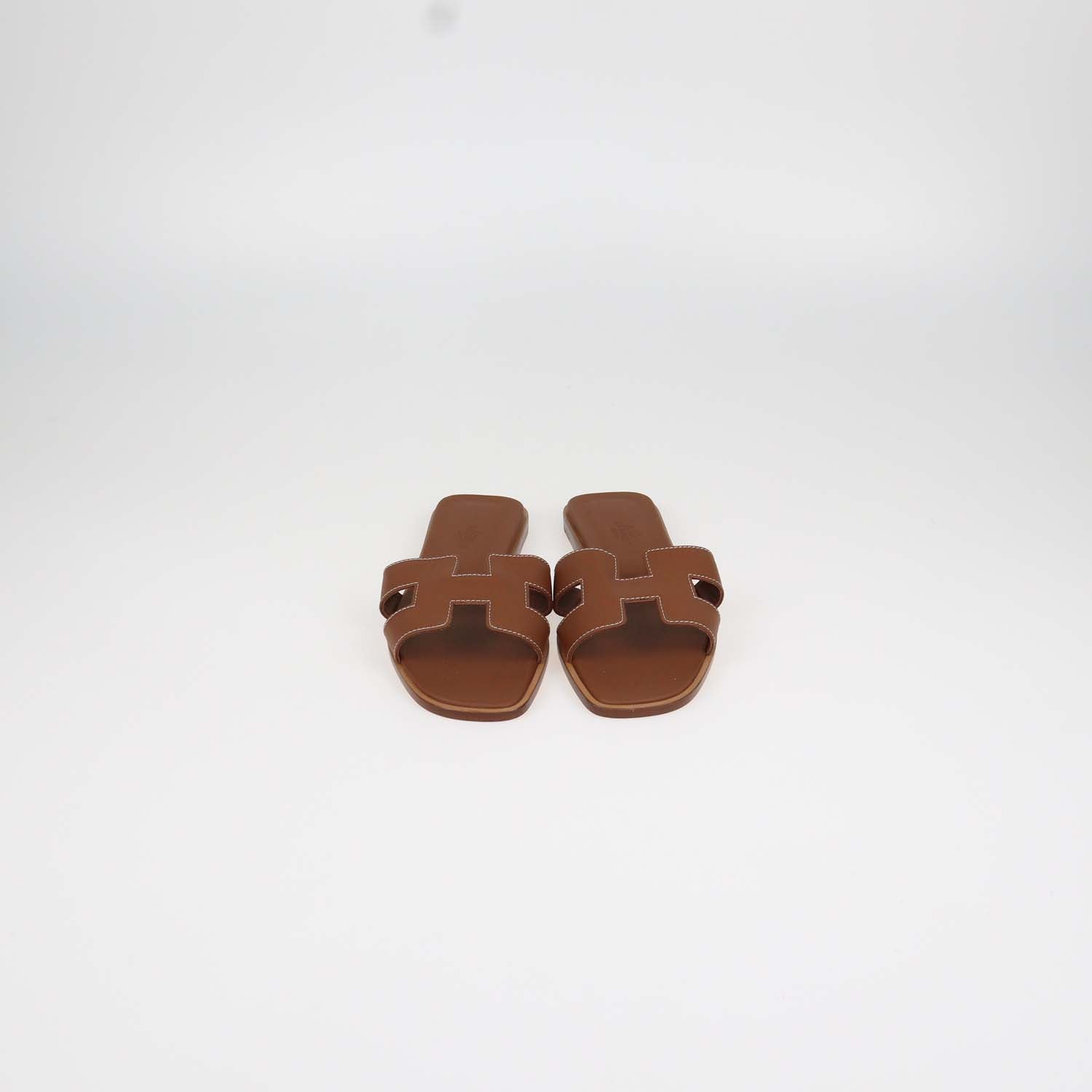 Hermes Gold Box Calf Leather Oran Sandals
