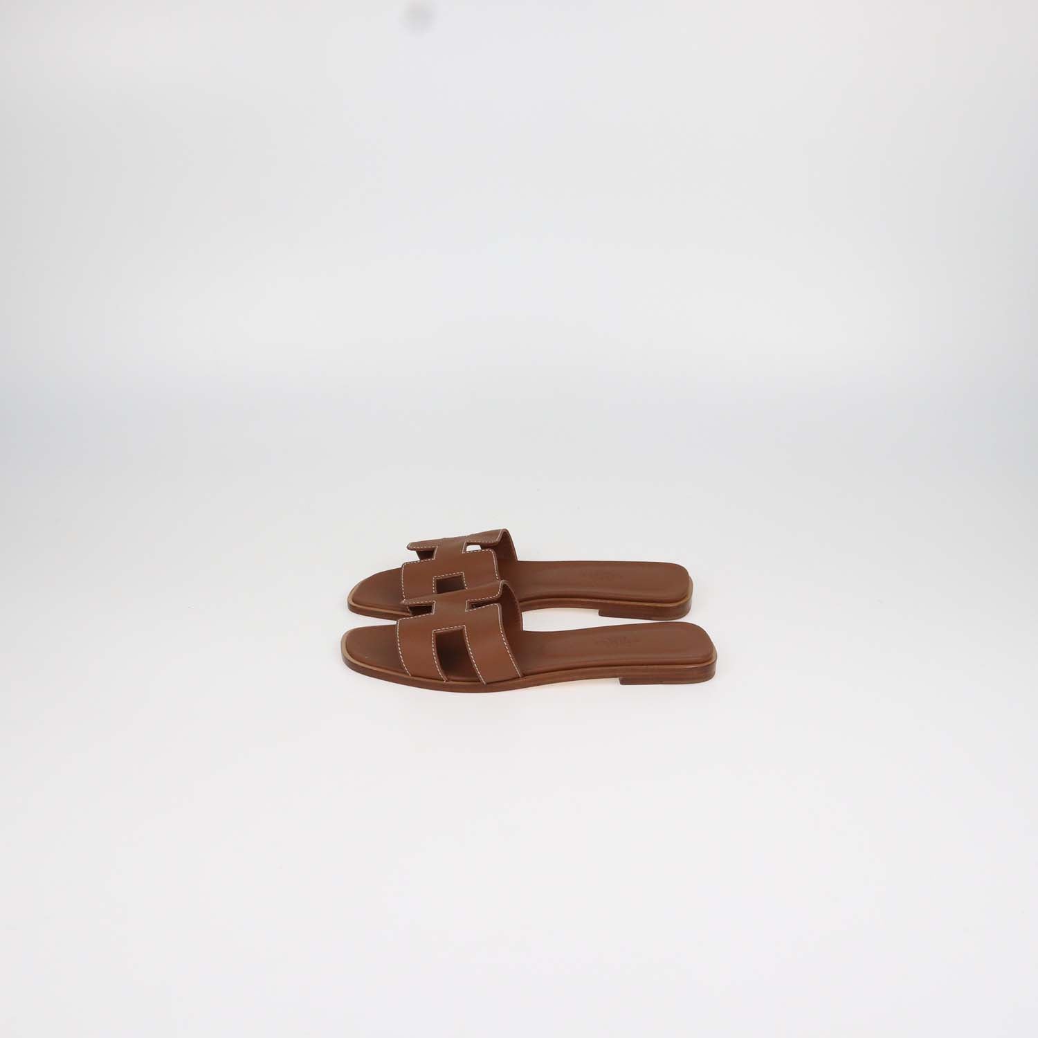 Hermes Gold Box Calf Leather Oran Sandals
