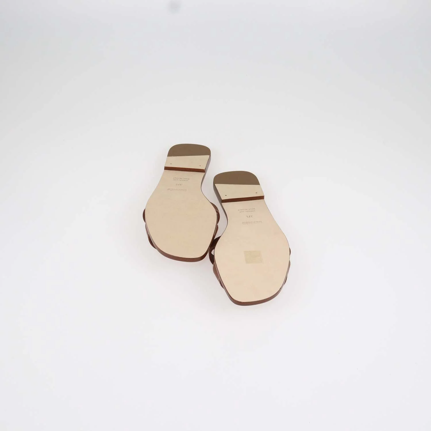 Hermes Gold Box Calf Leather Oran Sandals