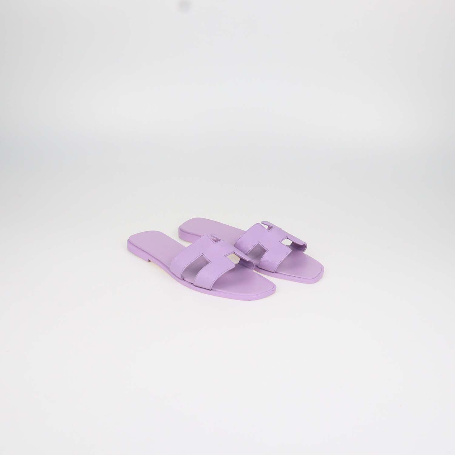 Hermes Amethyste Epsom Leather Oran Sandals