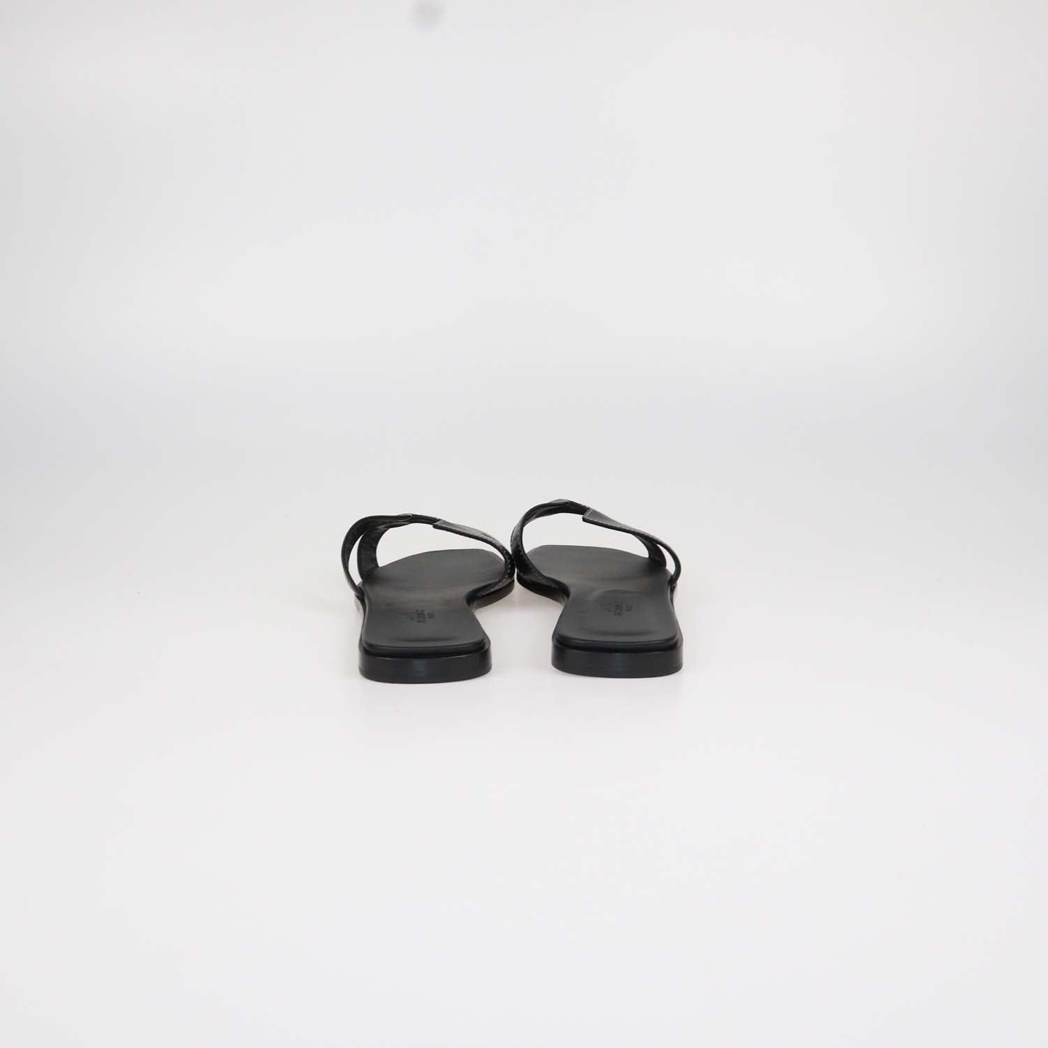 Hermes Black Box Calf Leather Oran Sandals