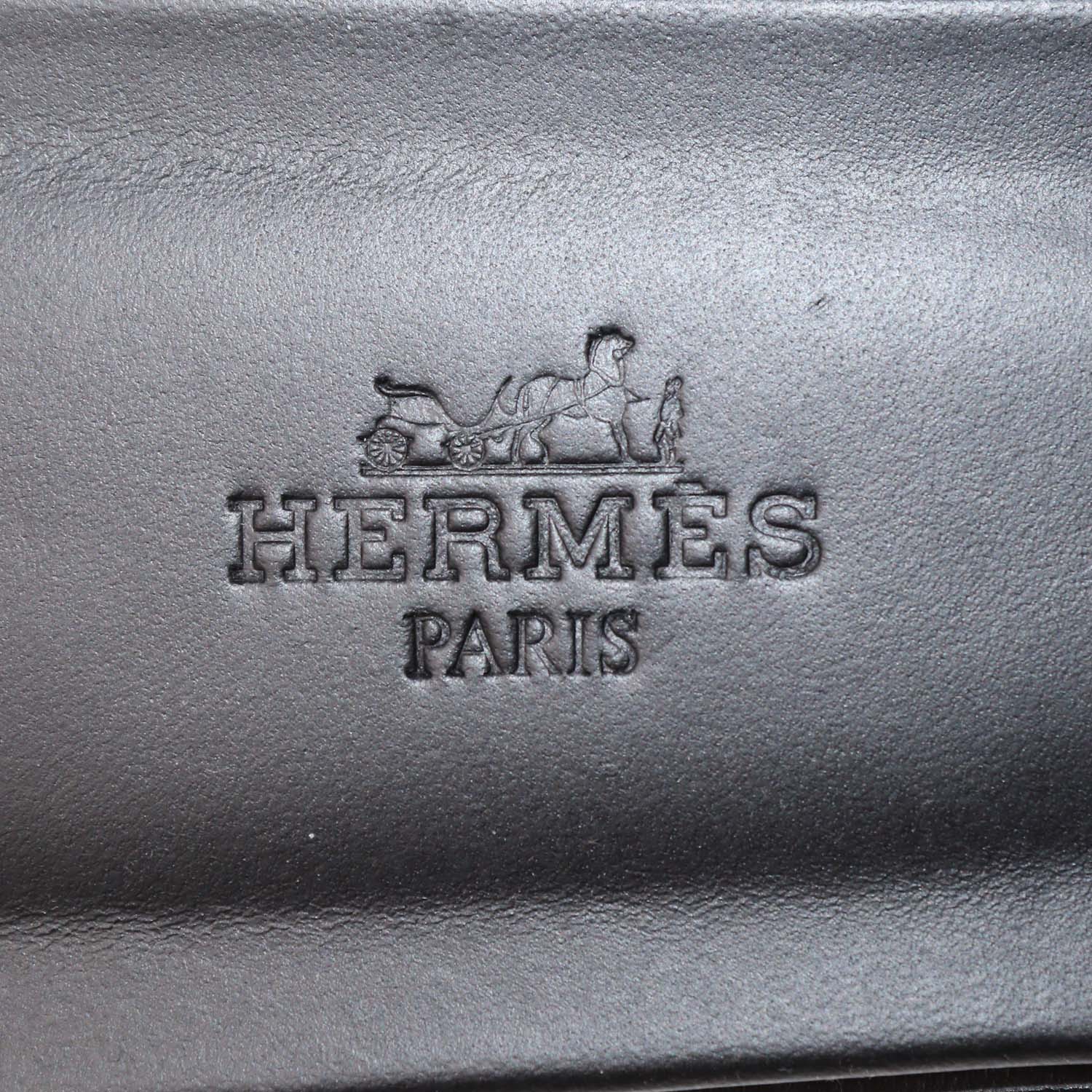 Hermes Black Box Calf Leather Oran Sandals
