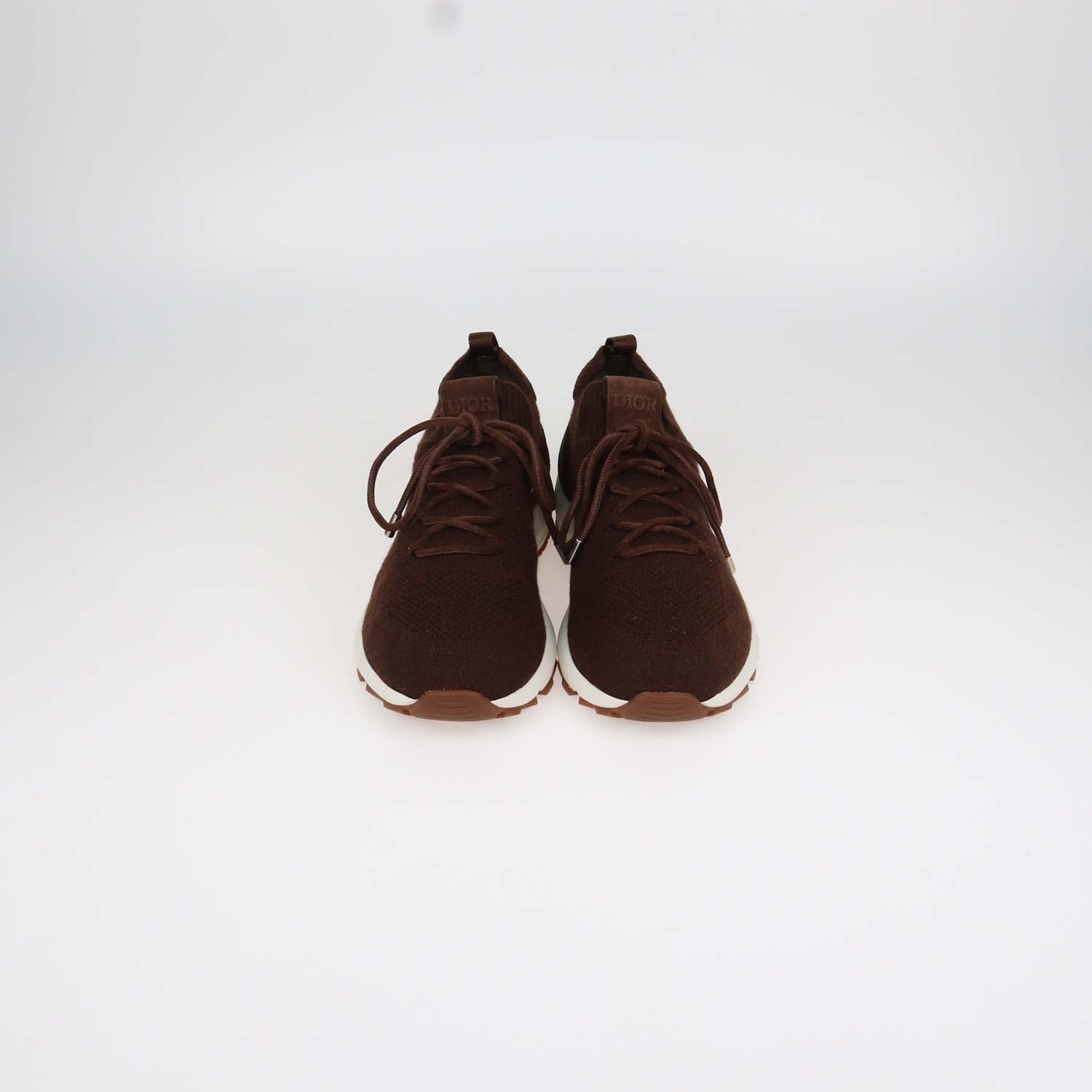 Christian Dior Brown Cannage Knit Fabric and Suede B80 Lounge Sneakers