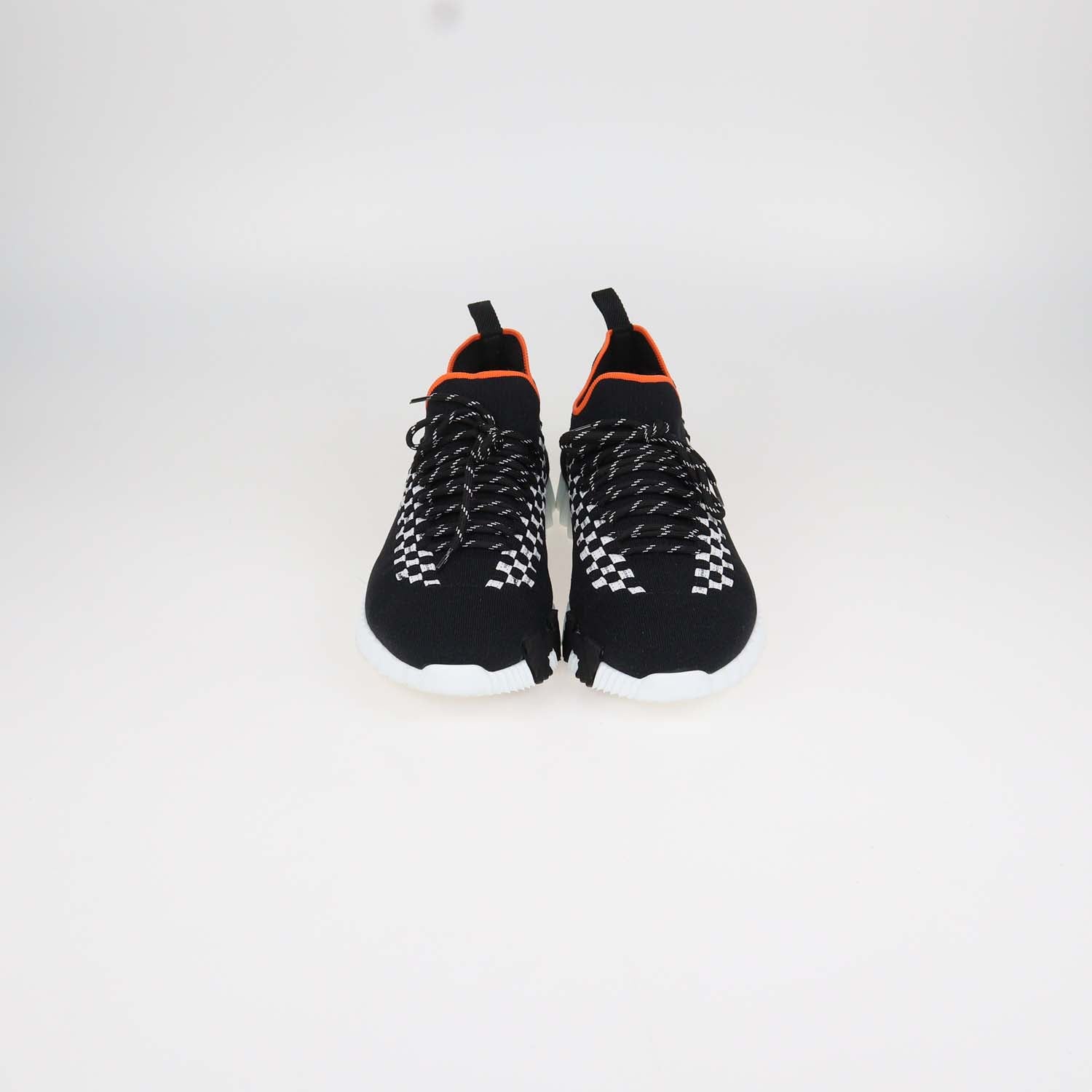 Hermes Black, White Knit Fabric Braided Bolduc Flex Slip-on Sneakers