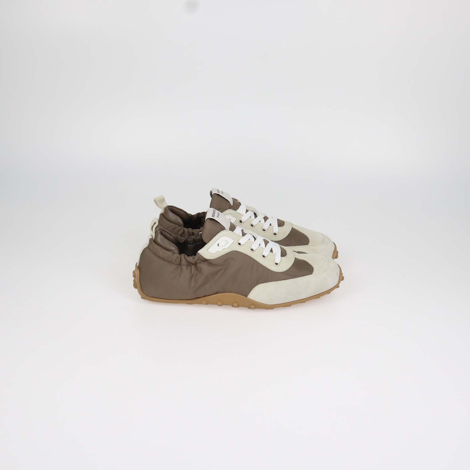 Hermes Brown, Light Beige Nylon and Suede In Sneakers
