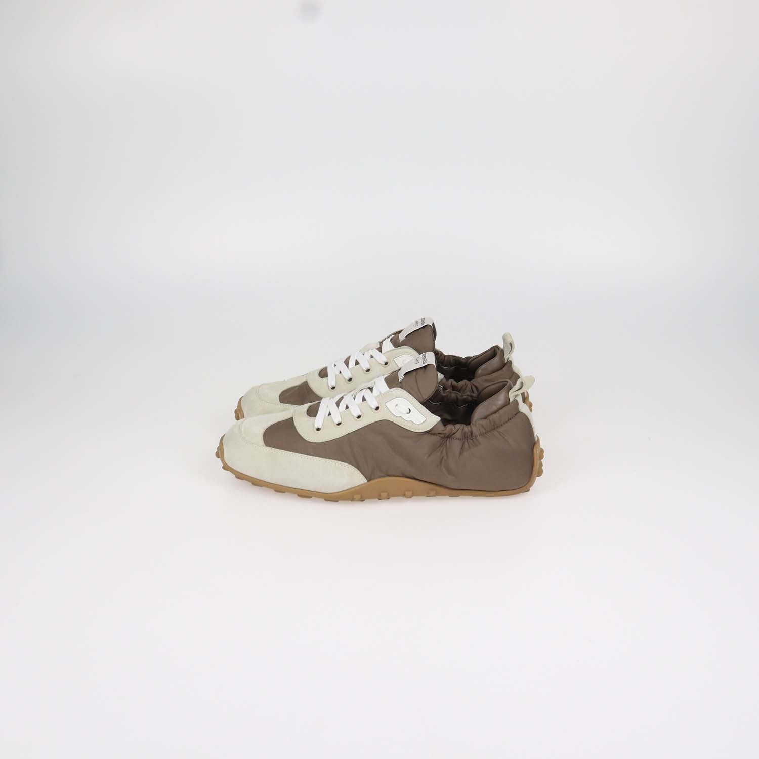 Hermes Brown, Light Beige Nylon and Suede In Sneakers