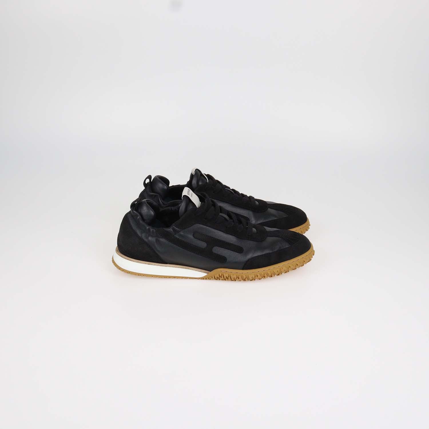 Hermes Black Leather and Suede Jet Sneakers
