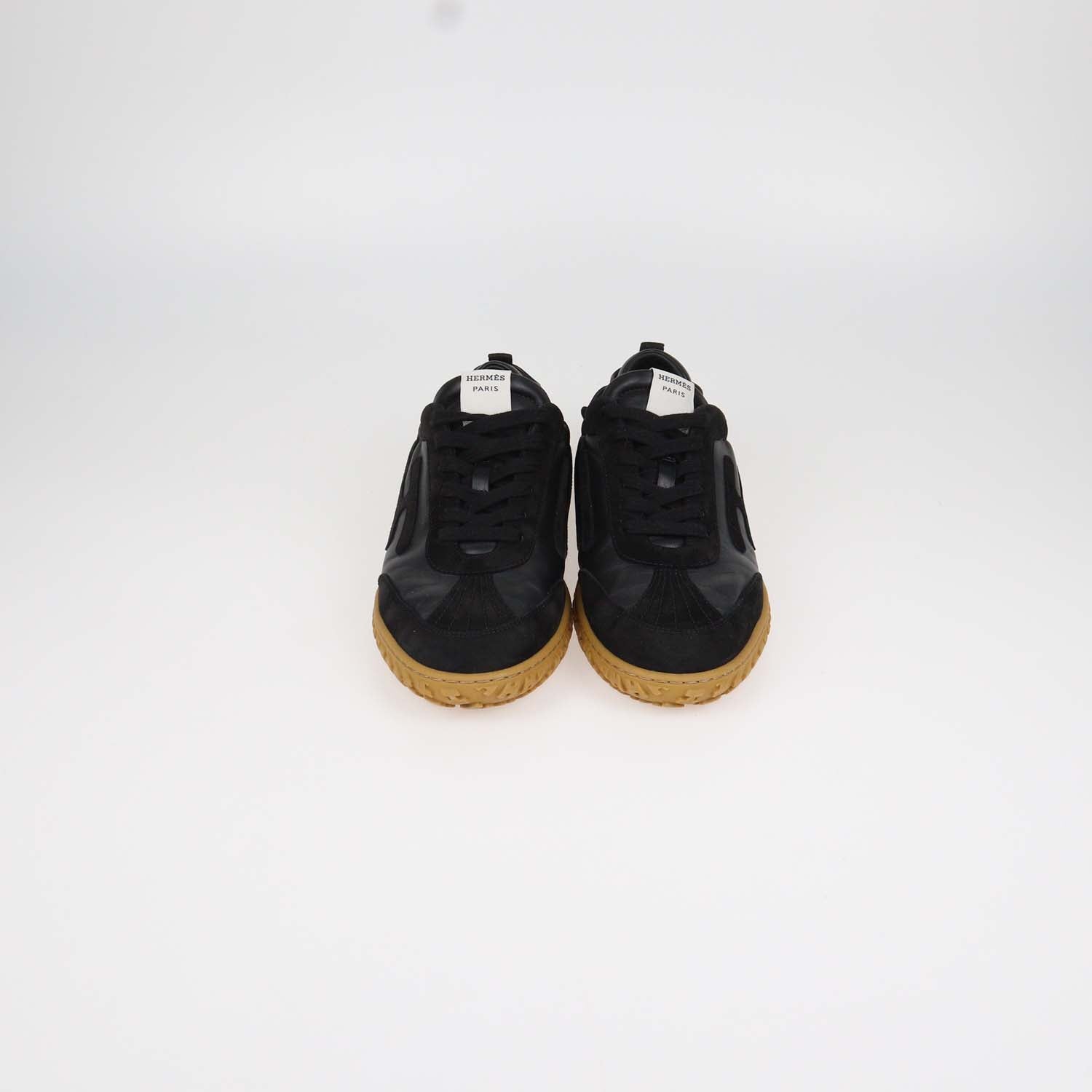 Hermes Black Leather and Suede Jet Sneakers