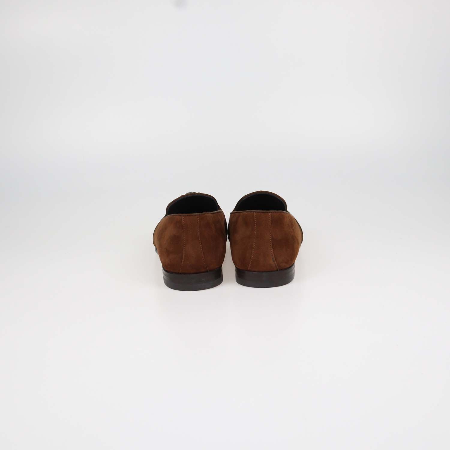 Manolo Blahnik Brown Suede Jewel Buckle Carlton Loafers