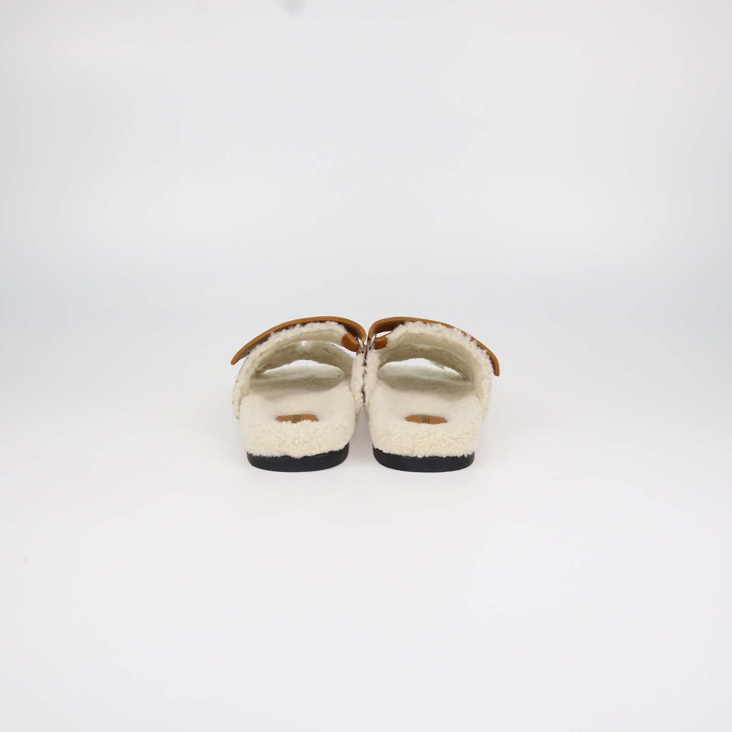 Hermes Brown Suede and Shearling Chypre Sandals