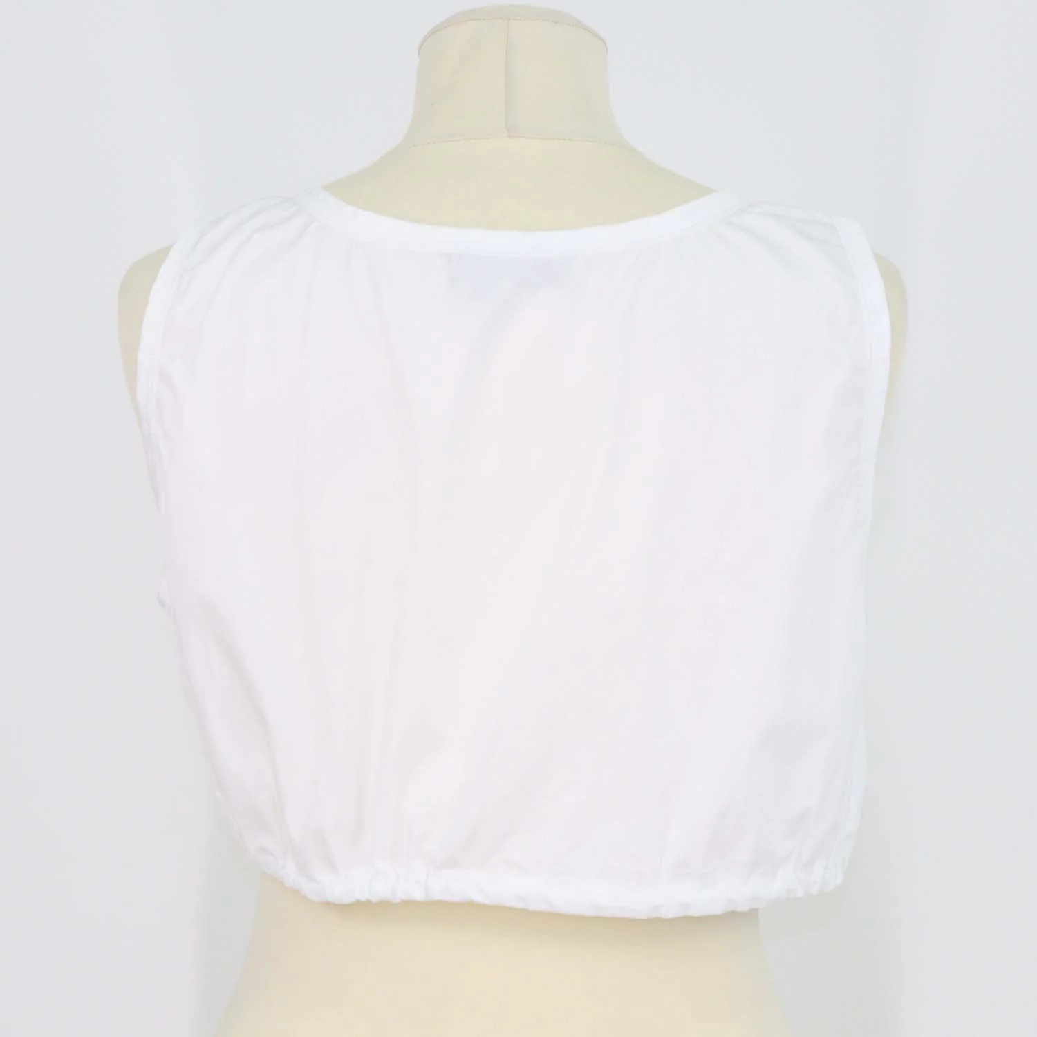 Miu Miu White Cotton Front Zip Drawstring Crop Top