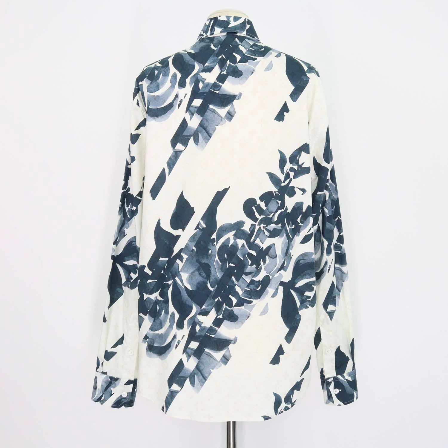 Louis Vuitton White, Blue Cotton Flower Monogram Long Sleeve Shirt
