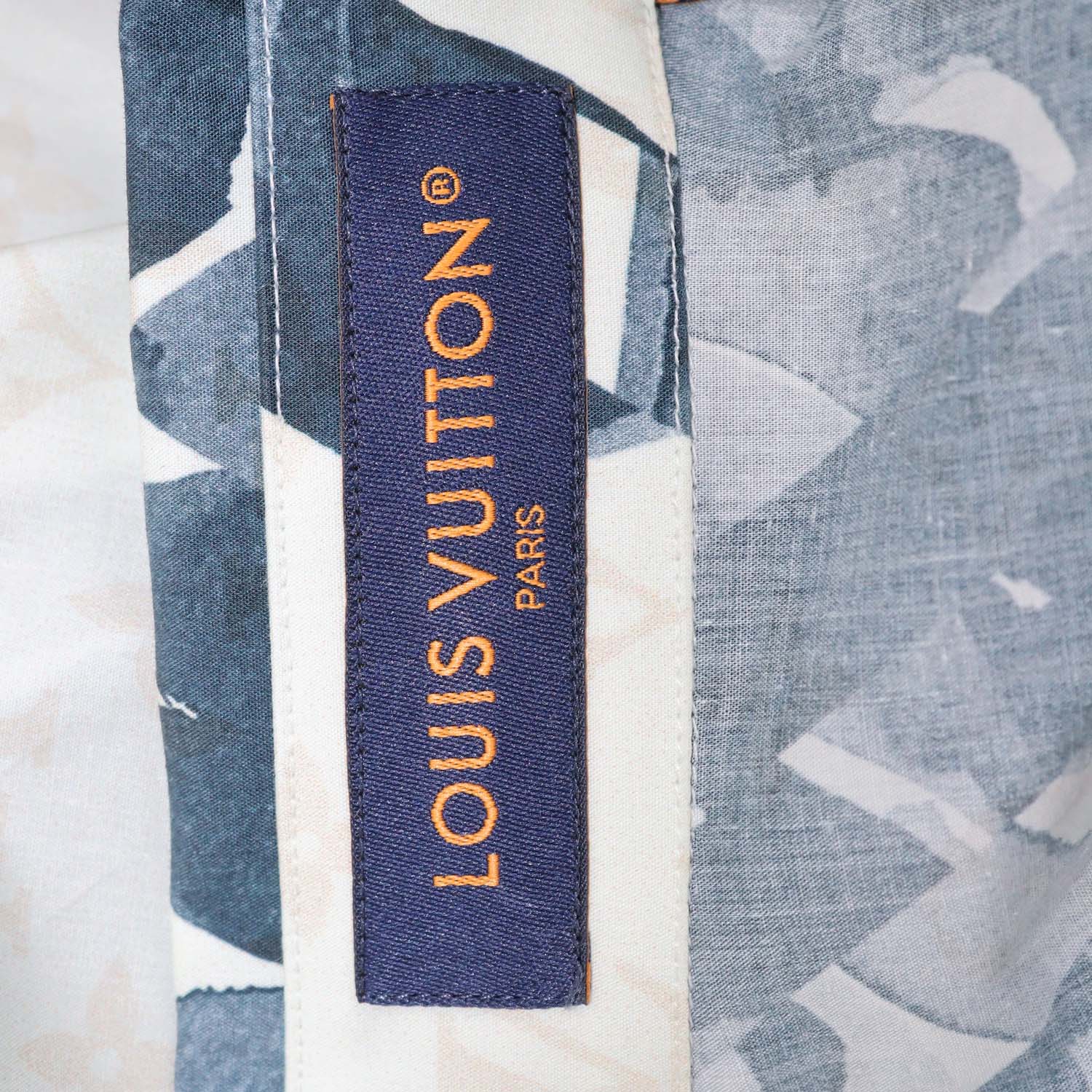 Louis Vuitton White, Blue Cotton Flower Monogram Long Sleeve Shirt