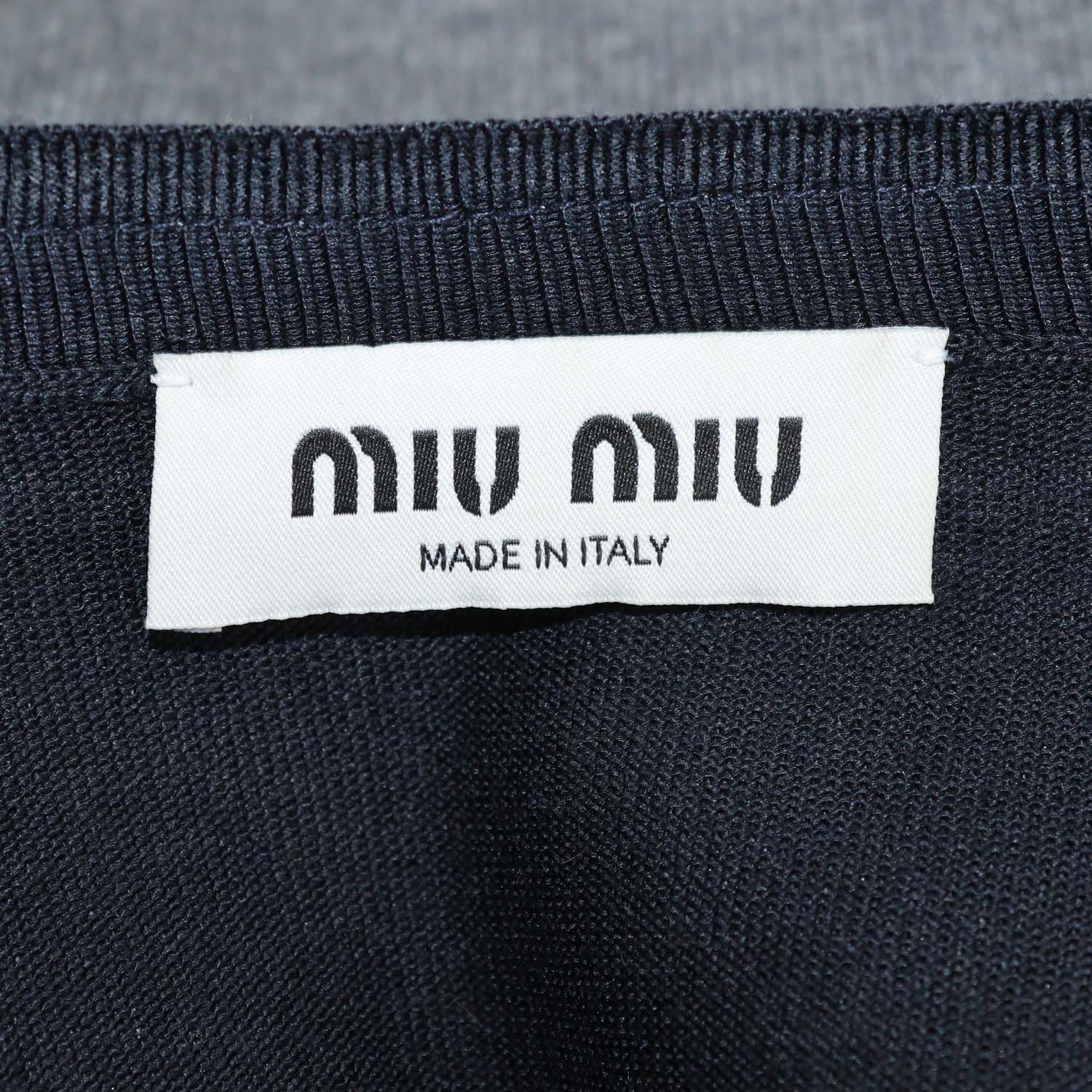 Miu Miu Grey,Navy Blue Cashmere and Silk V Neck Sweater