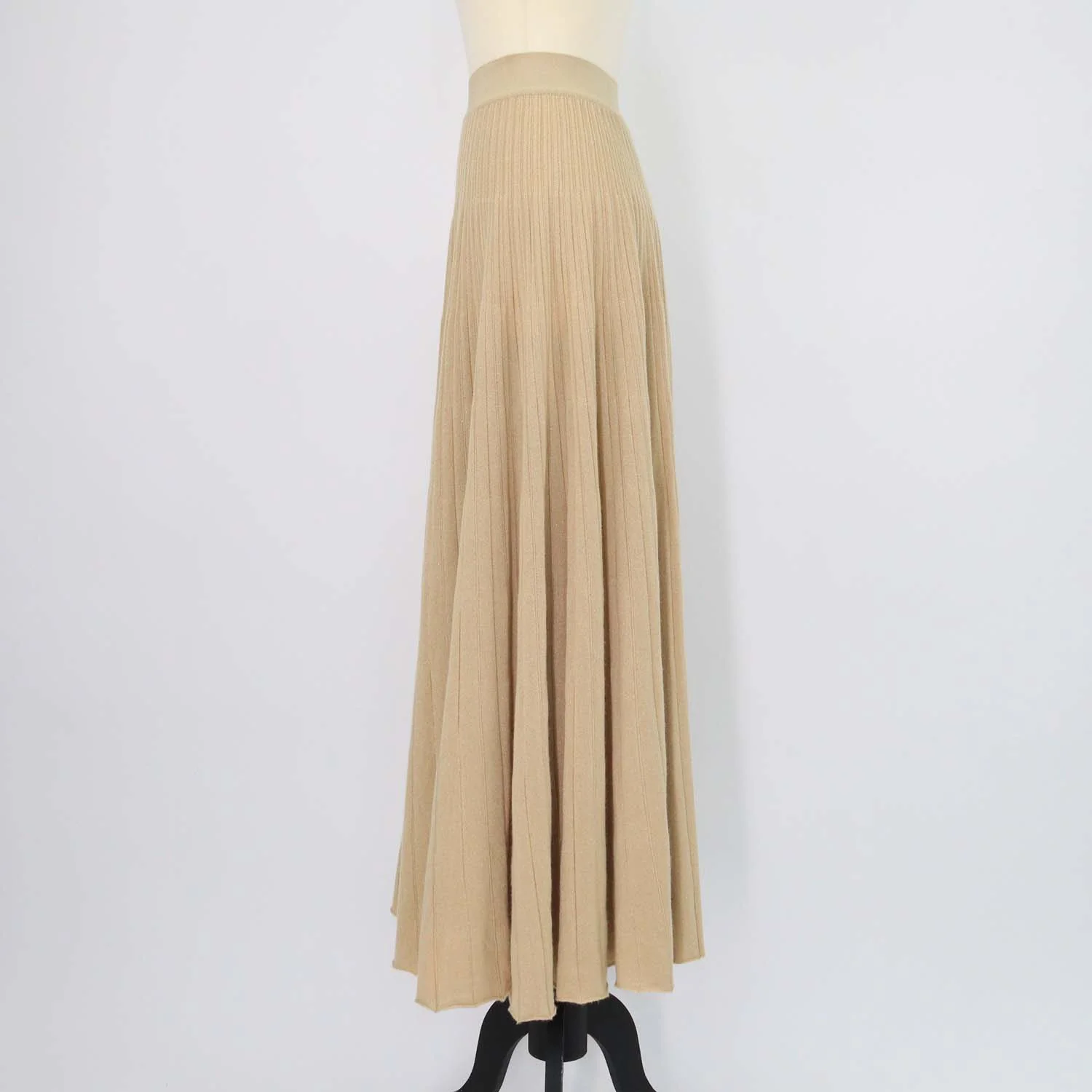 Loro Piana Light Brown Blend Cashmere Luciole Maxi Skirt