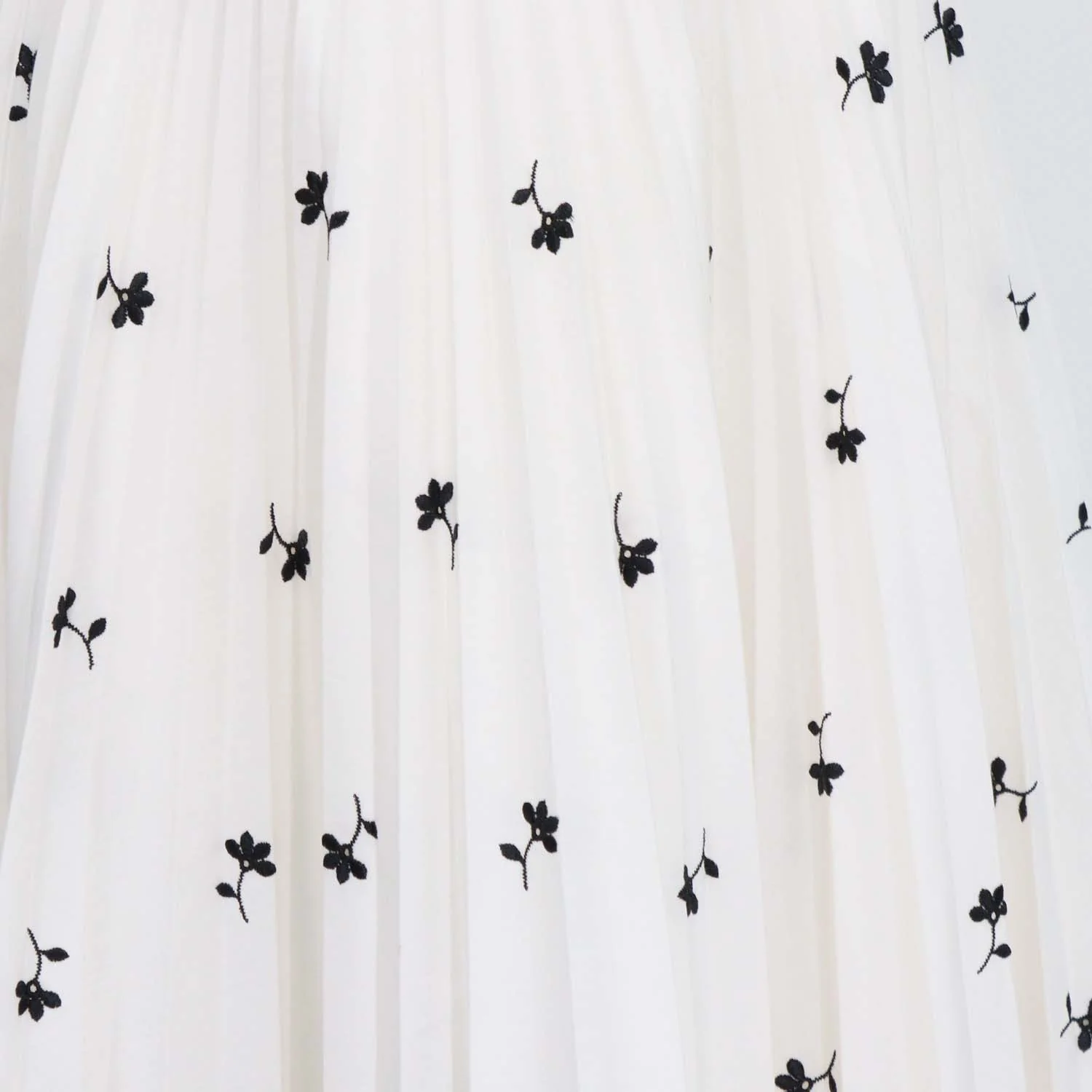 Erdem White Blend Polyester Floral Embroidered Pleated Nesrine Midi Skirt