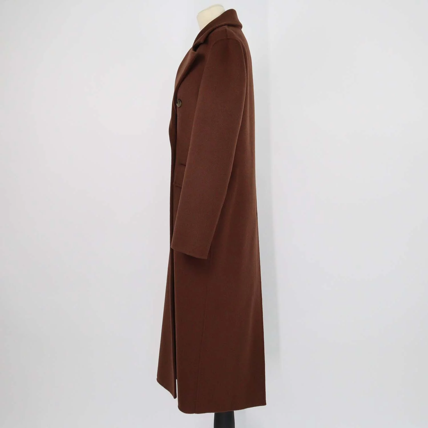 Nanushka Cinnamon Brown Wool and Silk Classic Tailored Coat