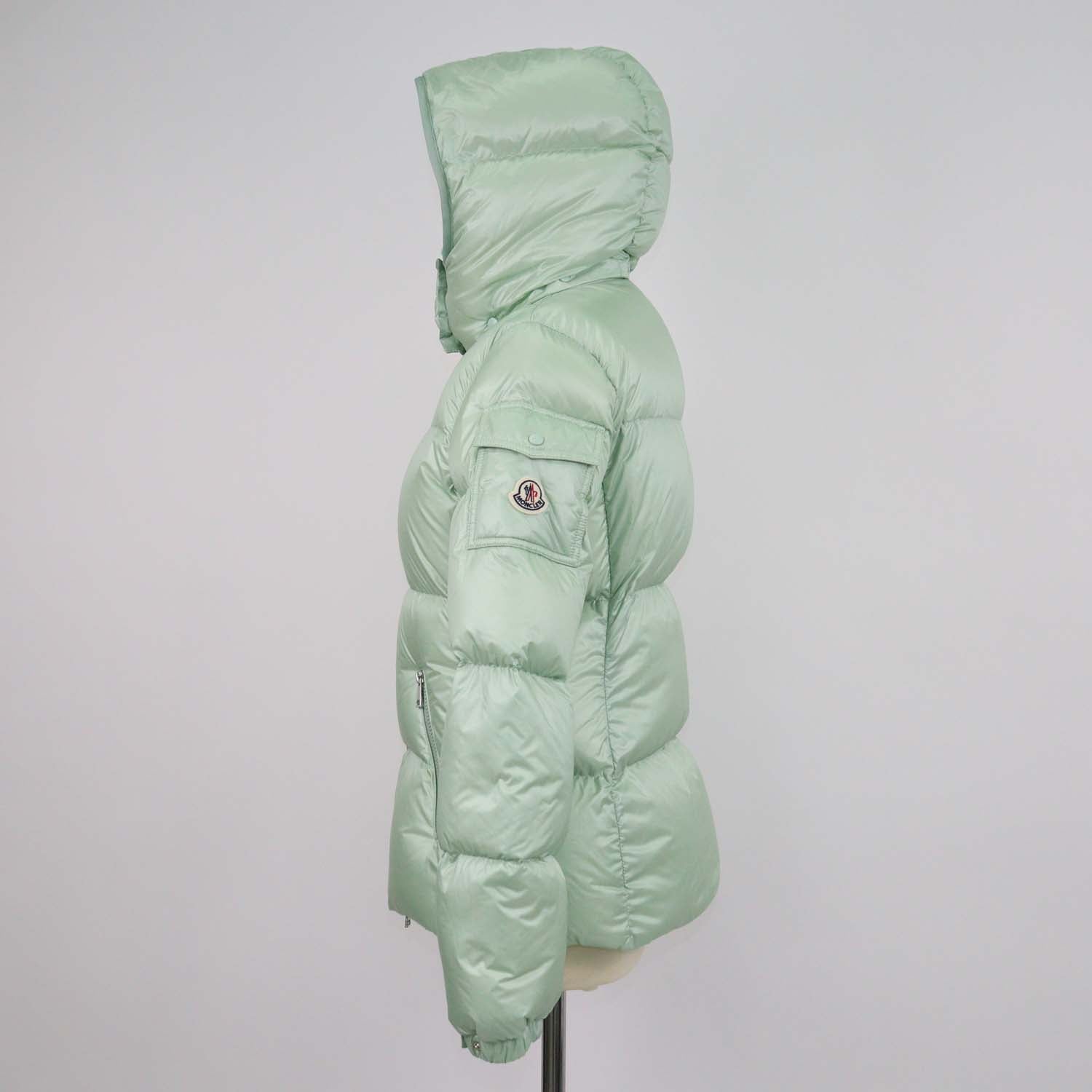 Moncler Mint Green Nylon Puffer Hooded Down Jacket