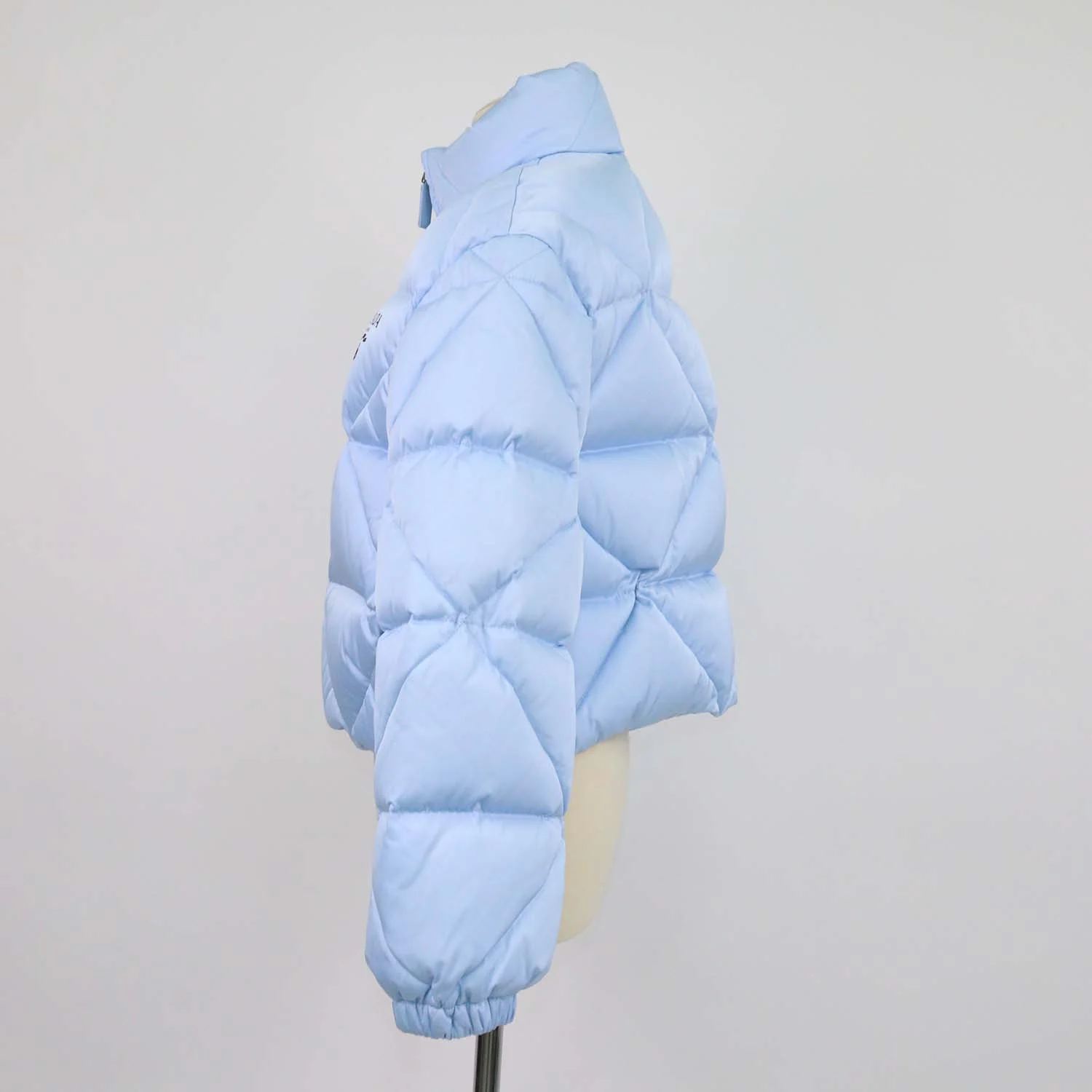 Prada Light Blue Quilted Re-Nylon Puffer Cropped Down Jacket