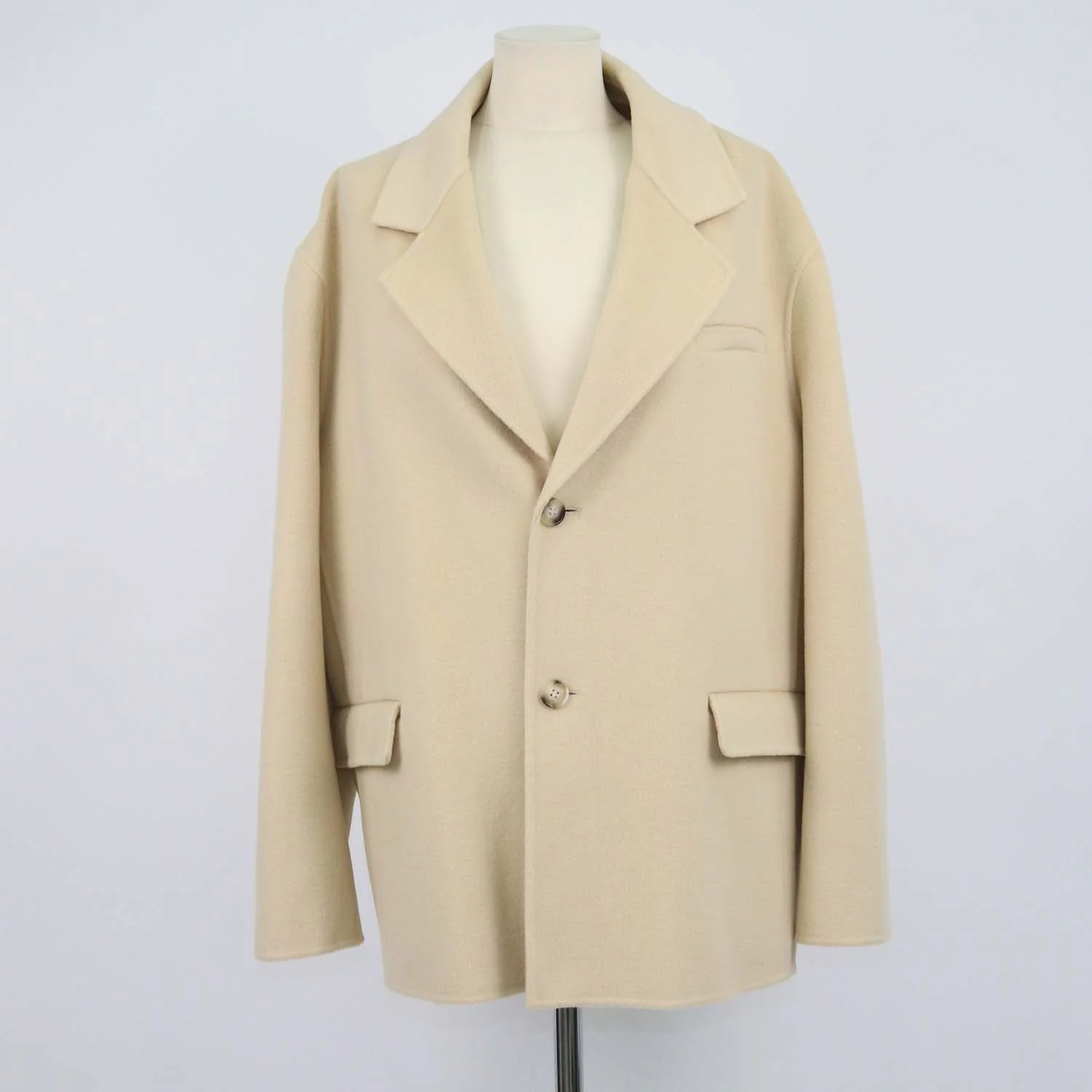 Nanushka Sea Cream Wool and Silk Boxy Oversized Blazer